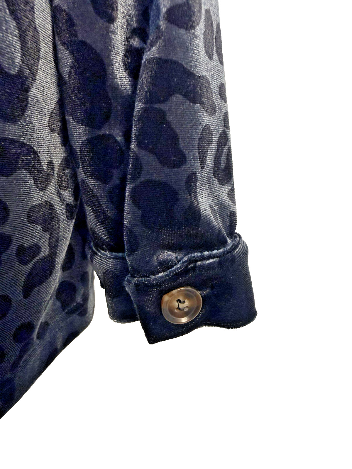 Ali Miles Tunic Blouse L Gray Black Animal Print Velour Button Front Pocket