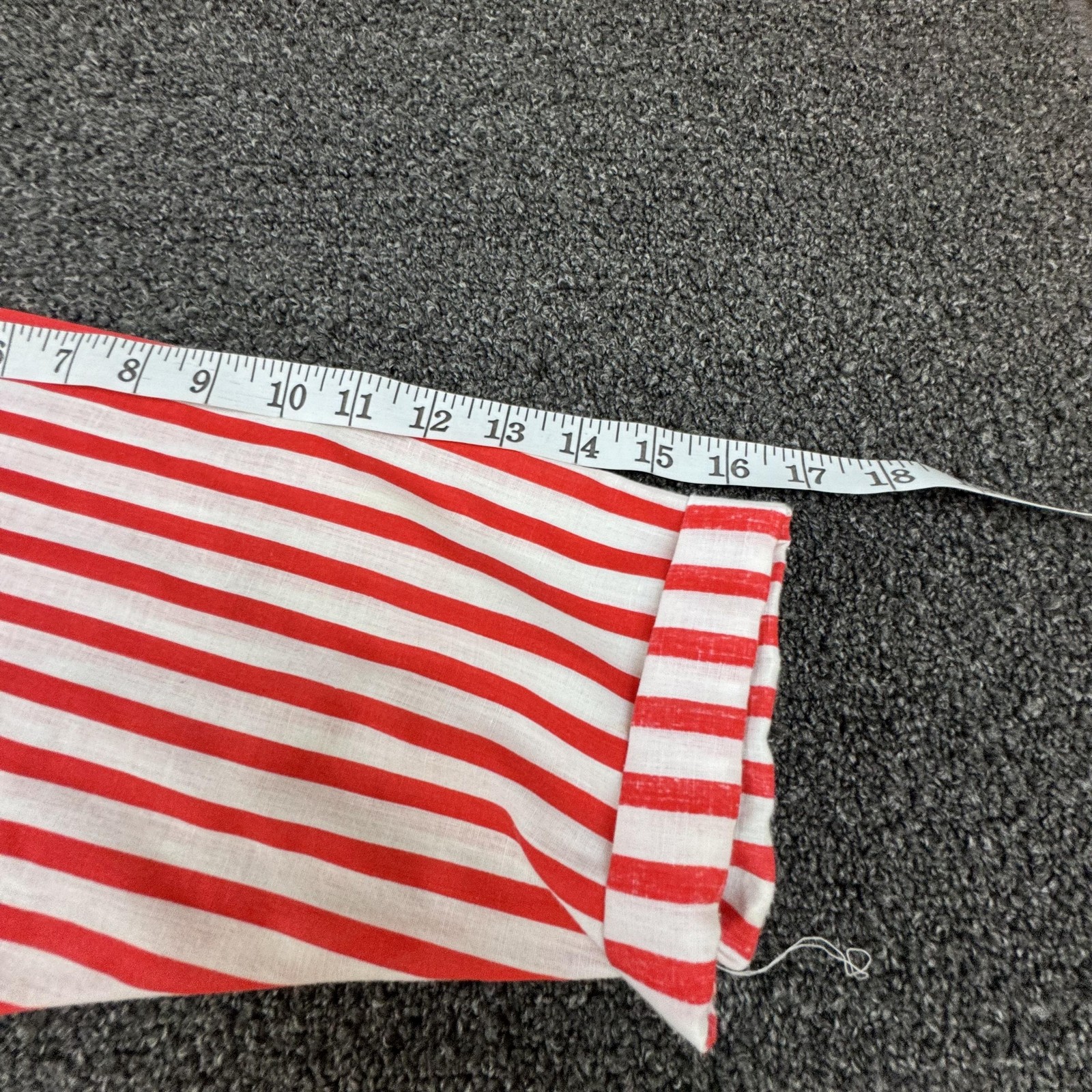 Vtg Gazelle Button-Up Tunic Womens M Red Striped 100% Cotton Lightweight Pockets