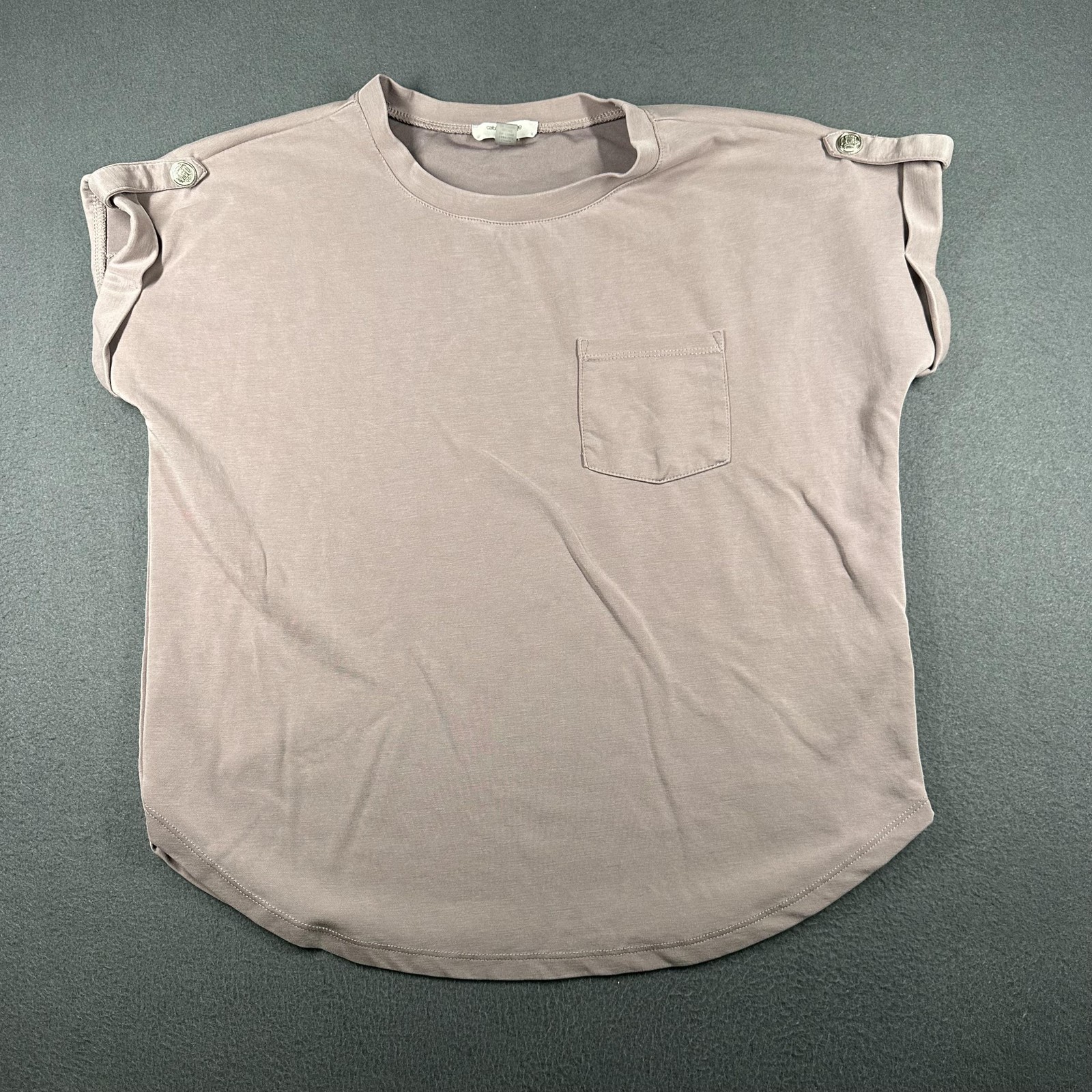 Cable & Gauge Shirt Womens Small Mauve Modal Blend Pocket Button Tab Cap Sleeve