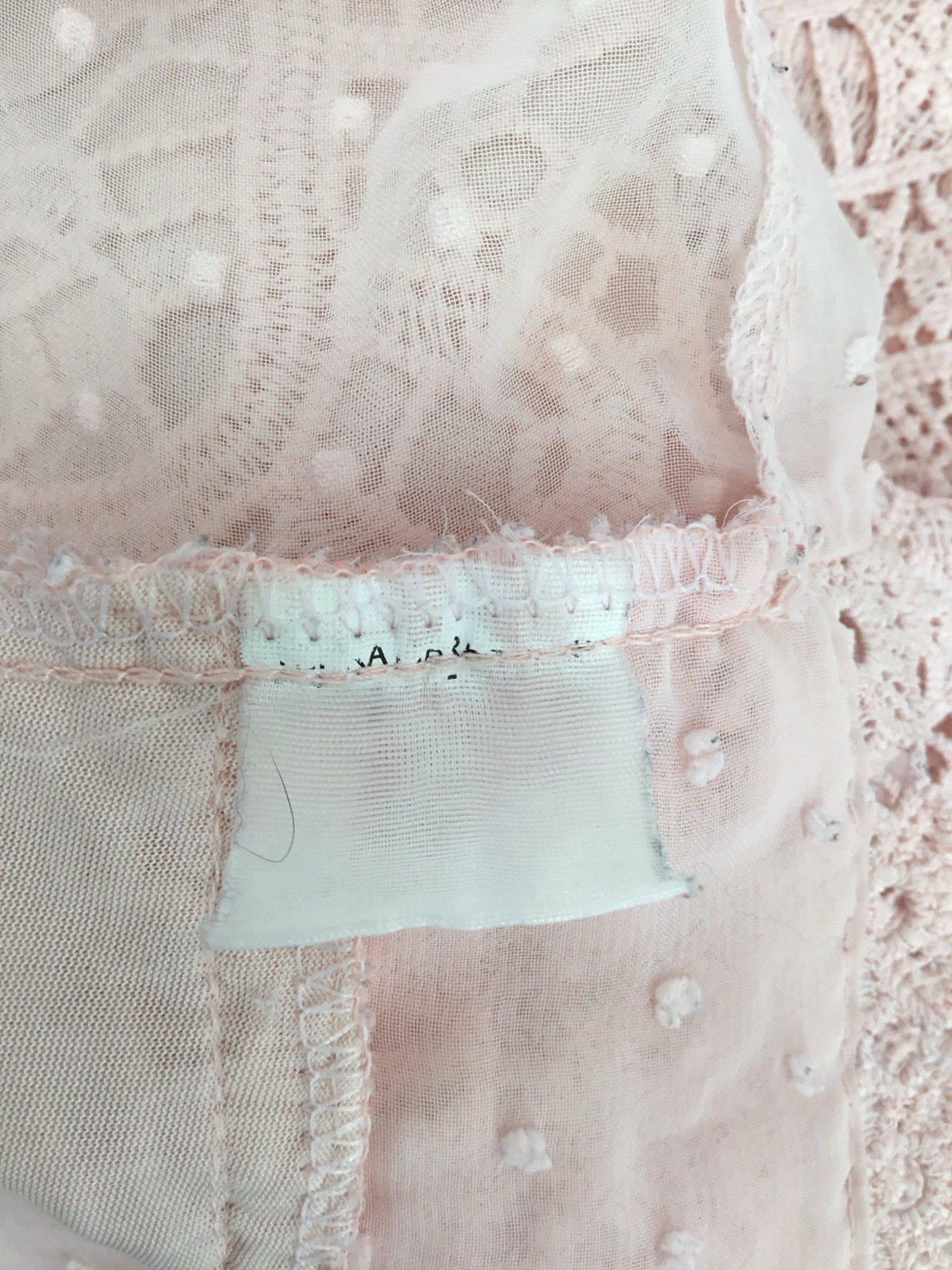 Suye Pink Crochet Lace Crop Top Sheer Sz S Flutter Sleeve Boho Festival JJ33