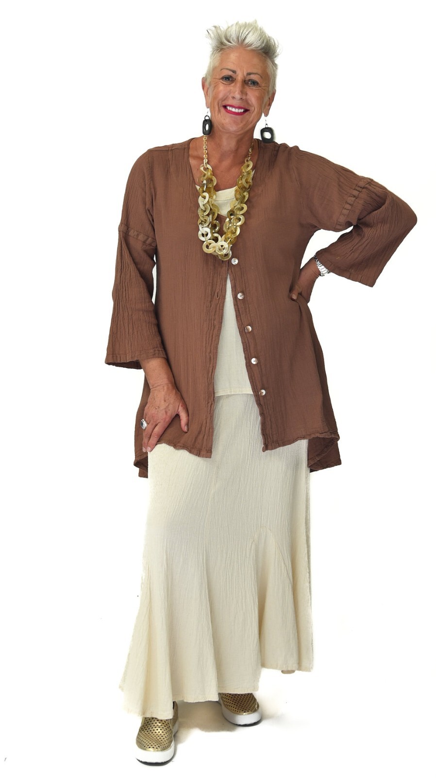 WATERSISTER Cotton Gauze PETUNIA Hi-Lo Top 1(M/L) 2(XL/1X) 3(2X) oh my COLORS