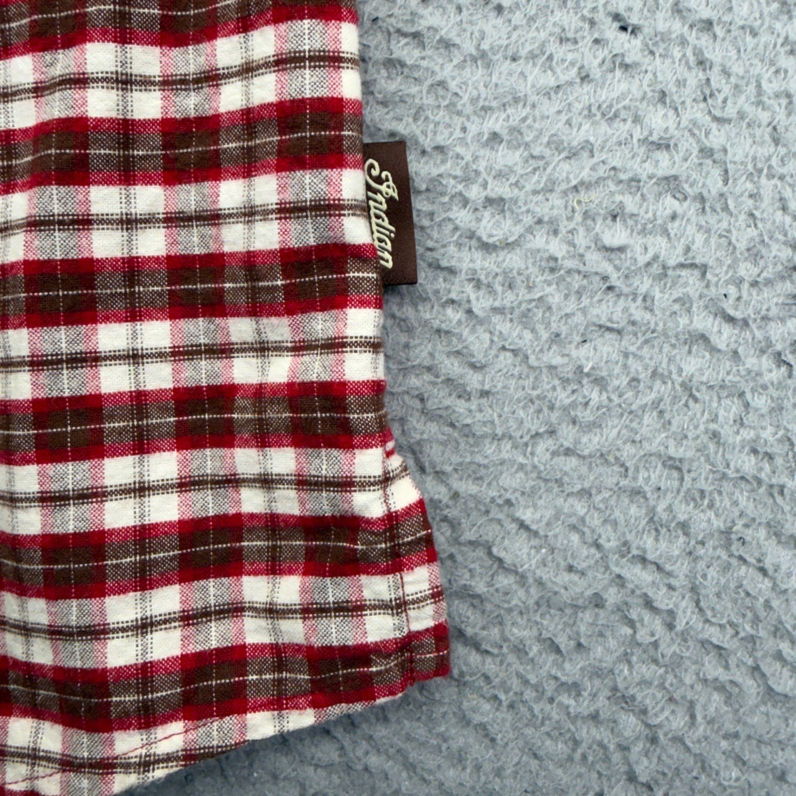 Indian Motorcycle Flannel Shirt Women XL Red Plaid Western Button Up Embroidered