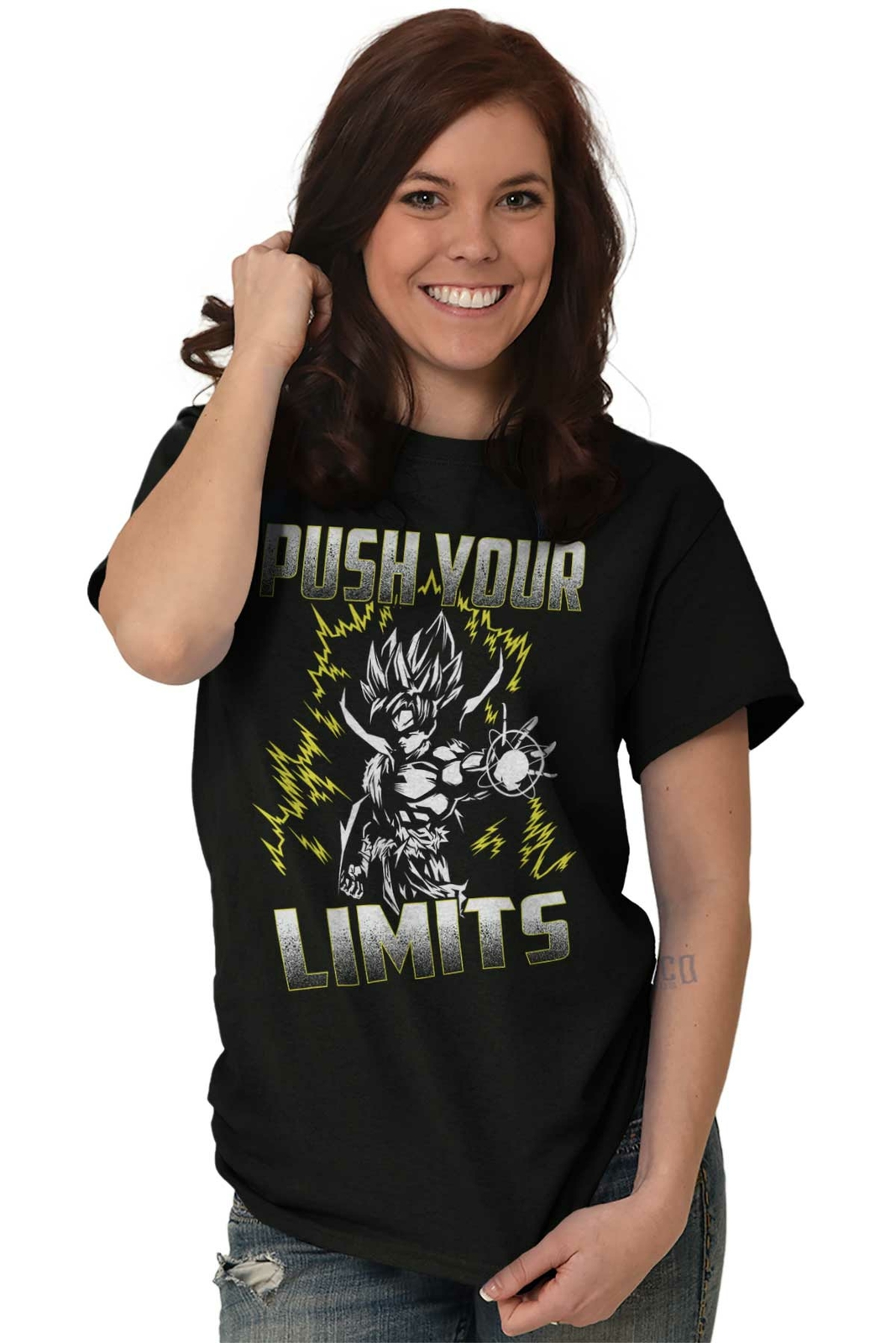 Push Your Limits Nerdy Ninja Workout Anime Womens or Mens Crewneck T Shirt Tee