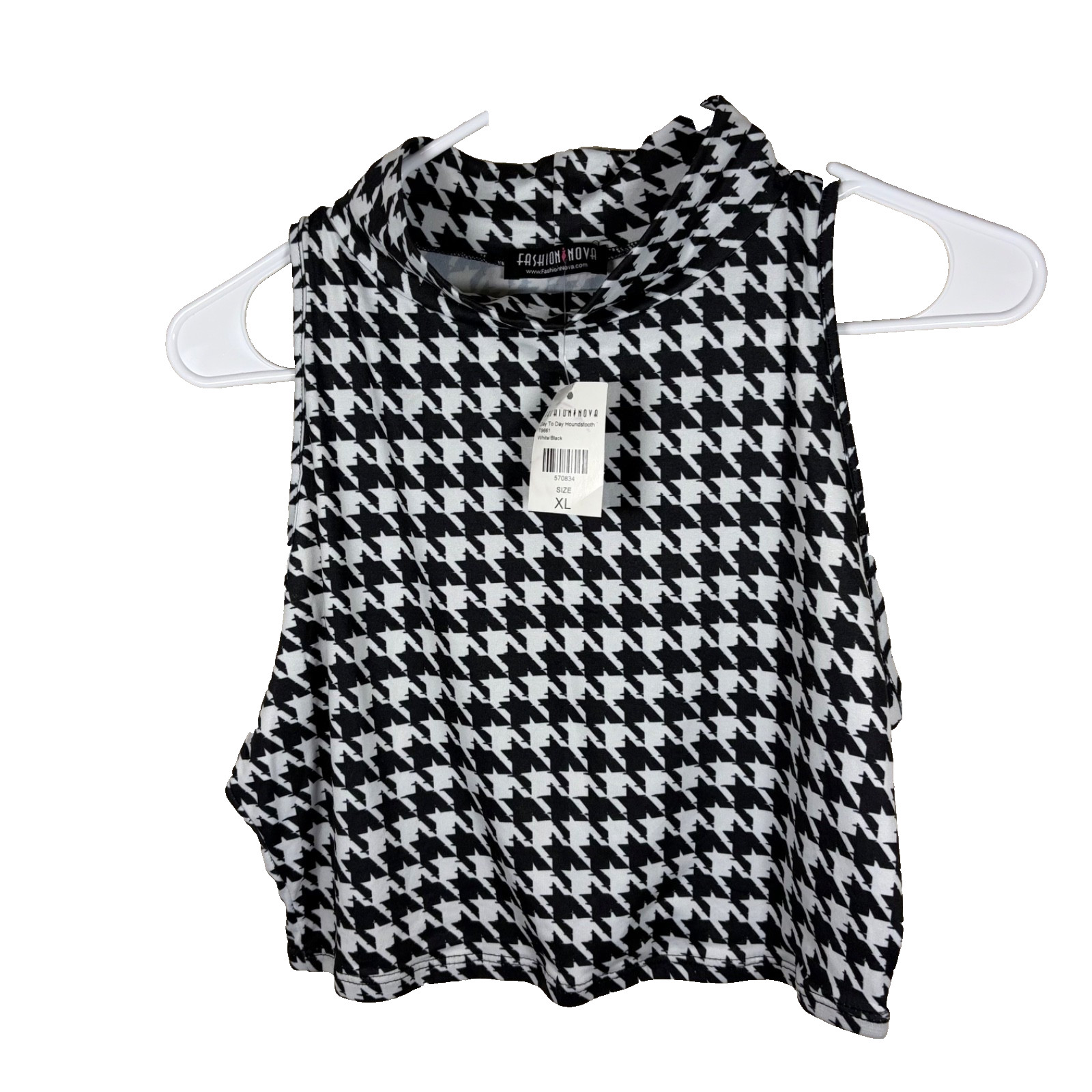 Fashion Nova Tank Top Women’s XL Houndstooth Cropped Sleeveless Casual