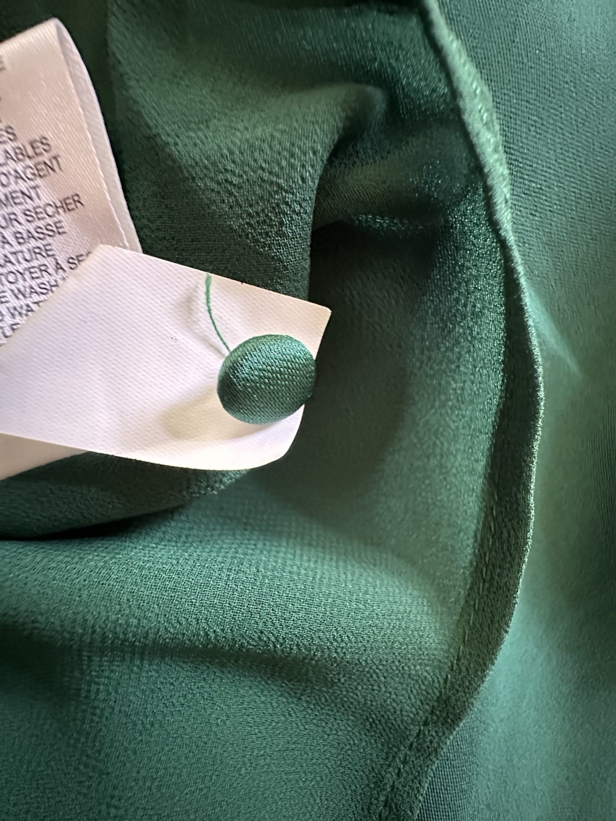 Rachel Zoe High Neck Halter Style Blouse Size L Olive Green Satin. A1-011