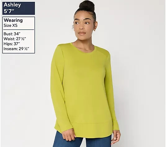 LOGO Principles by Lori Goldstein Curved Hem Knit Top NWT A732137