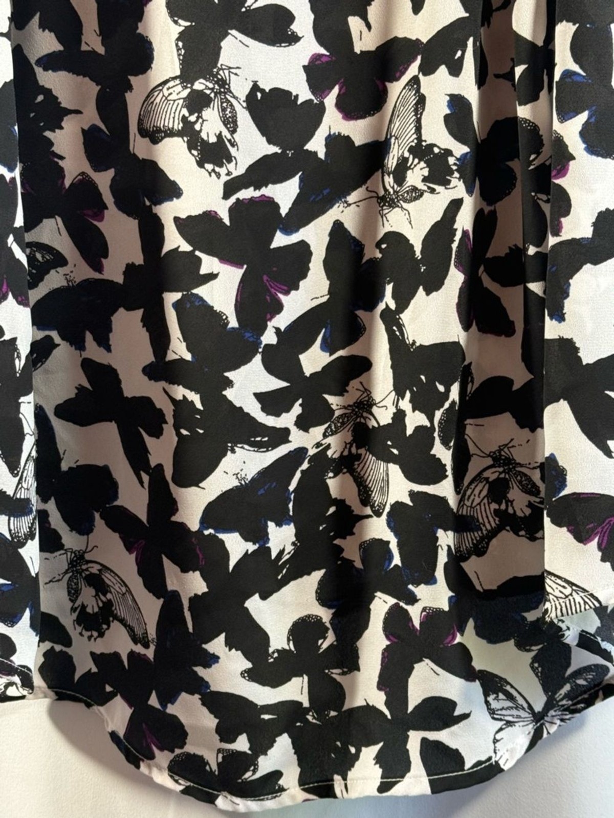 Torrid Black & Multi Colored Butterfly Cold Shoulder Blouse Size 3 (3X)