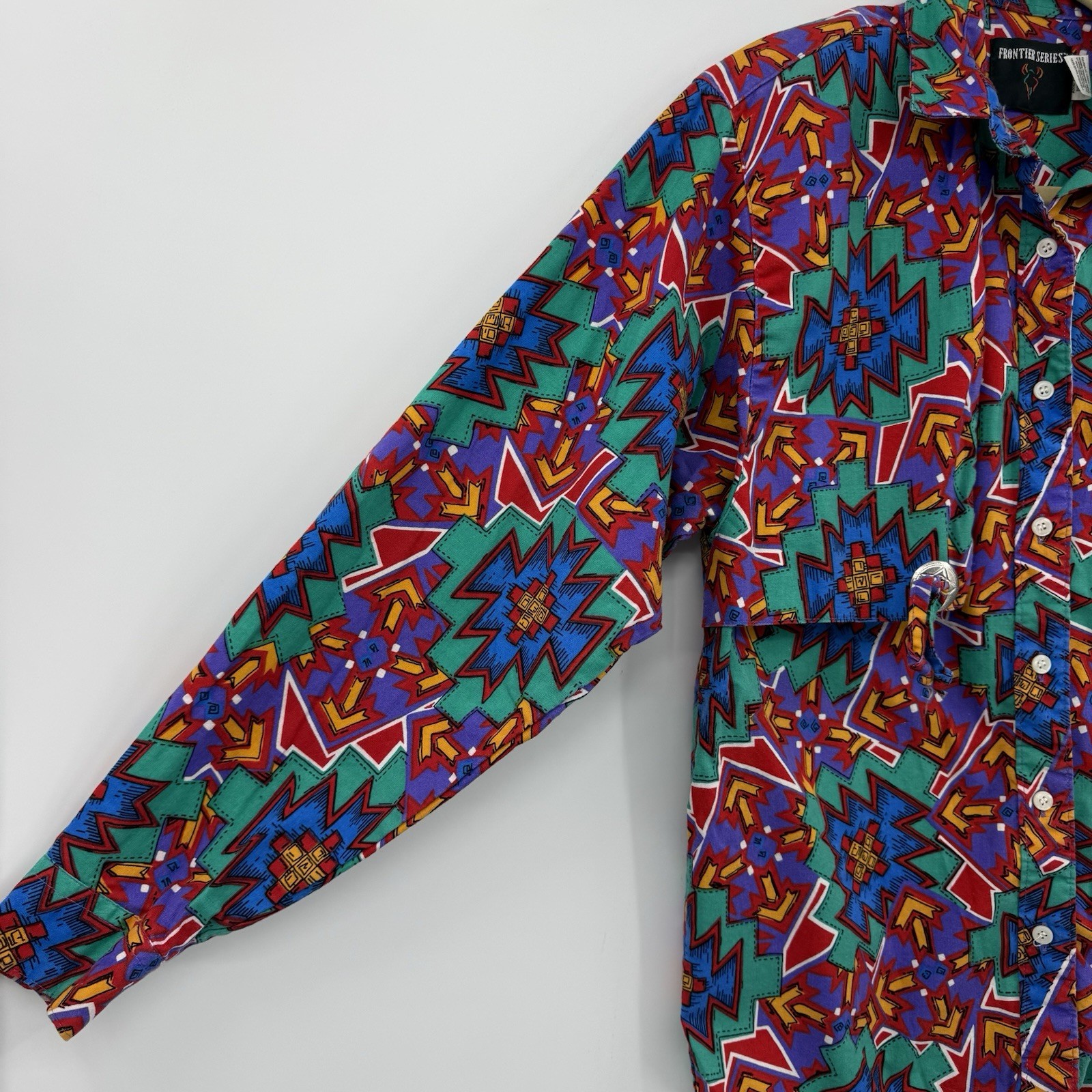 Vintage Frontier Series Western Women’s Shirt Aztec 90s Made In USA Sz M Rodeo