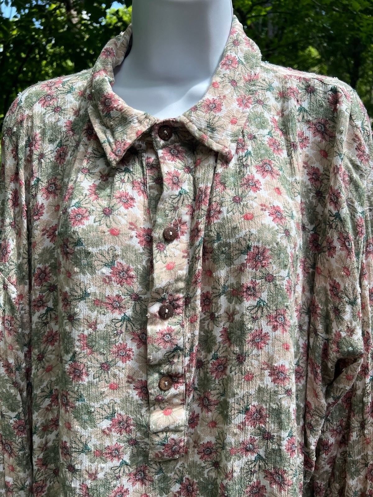 Easel Floral Pattern Multicolor Flowy Women’s Blouse light and cool SZ 1X