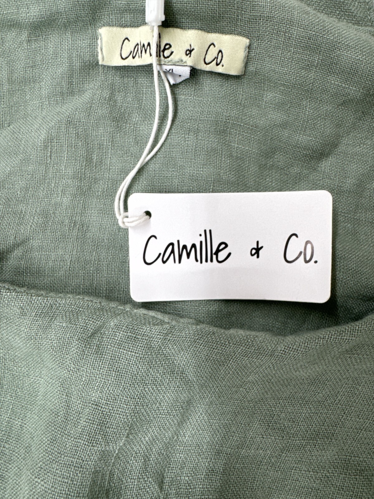 CAMILLE & CO 100% Linen Asymmetric Long Sleeve Made In Italy Women Shirt XL NWT