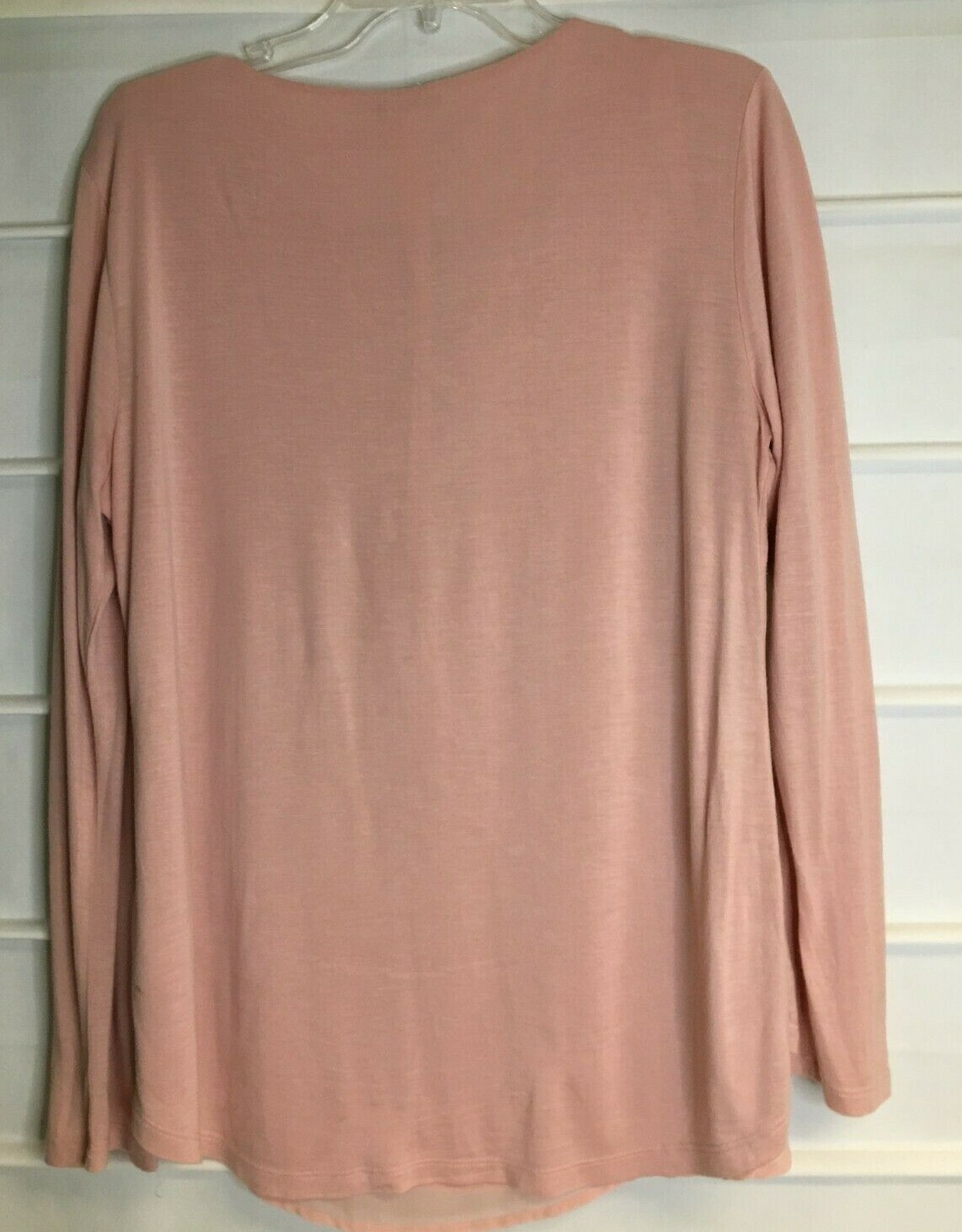 Crosby Pink Rayon Polyester Blend LS Blouse w/ Keyhole Neckline Large EC!