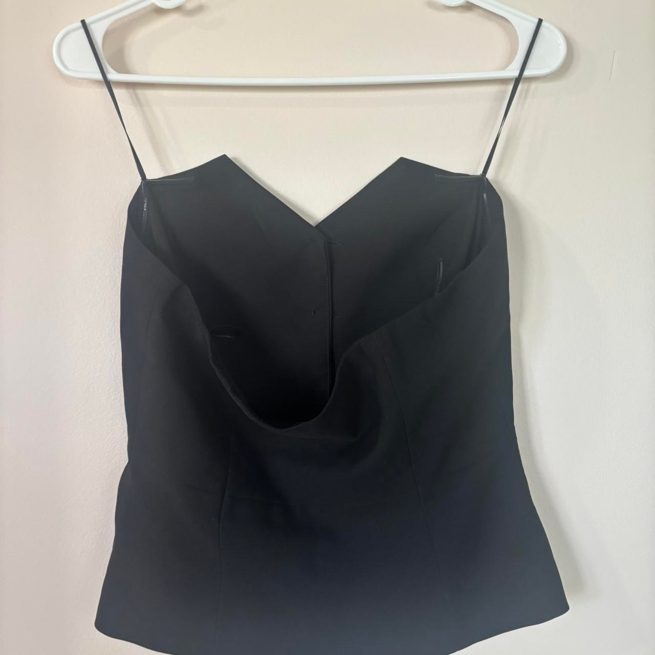 Dynamite Black Strapless Vest Top Tailored Button Down Peplum Corset Style Small