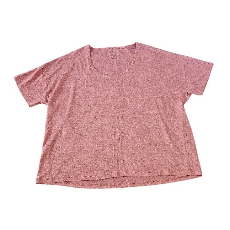 J. Crew Linen Tee Women Large Rose Pink Boxy Scoop Neck Top Short Sleeve New