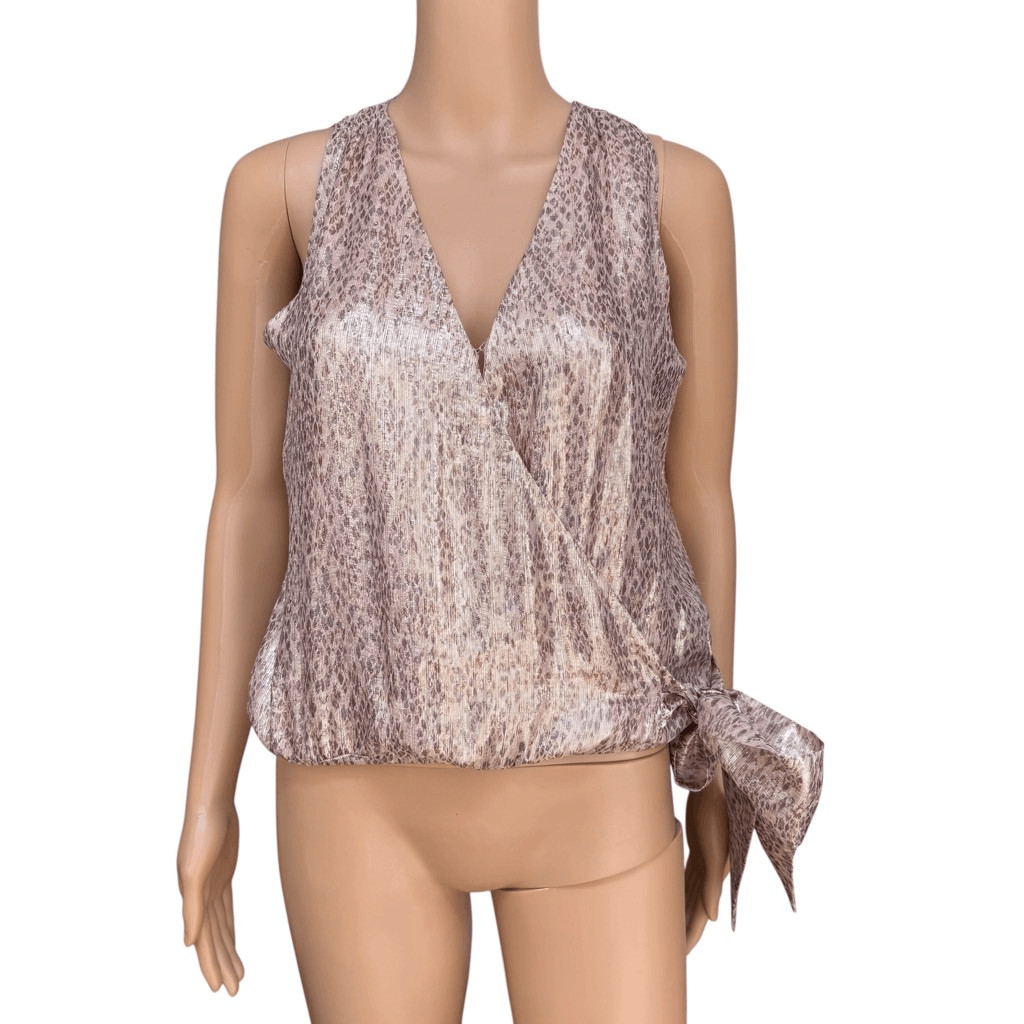 Ramy Brook New York silk printed Norah blouse in blush combo size S