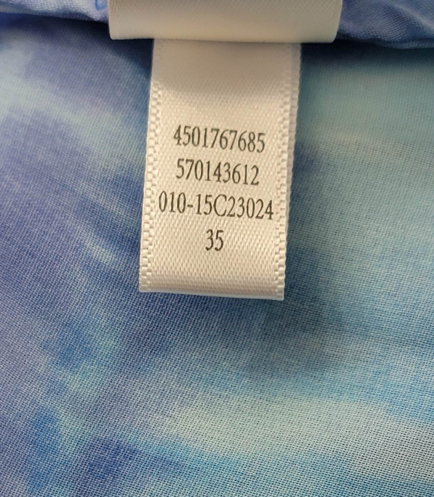 Tie Dye Blouse Tunic Top Women Size 1 M Medium Blue White 3/4 Sleeve Sheer