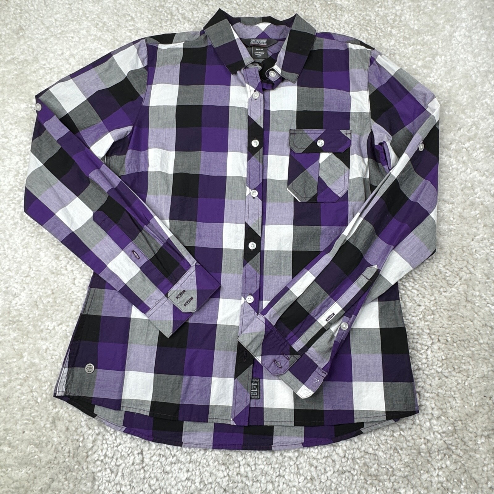 Outdoor Research Chelsea Long Sleeve Plaid Purple Womens Medium NEW