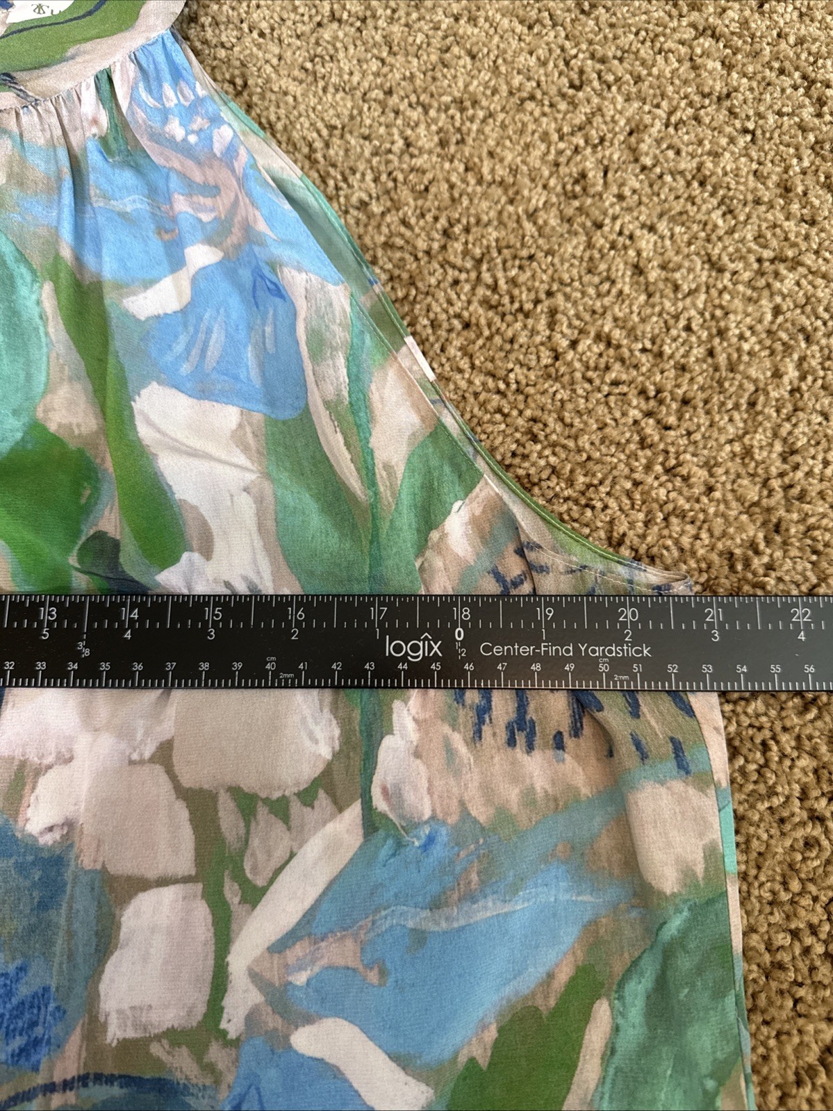 Lilysilk Halter Tank Top Mulberry Silk Sz 10 Blue Green Beige Floral