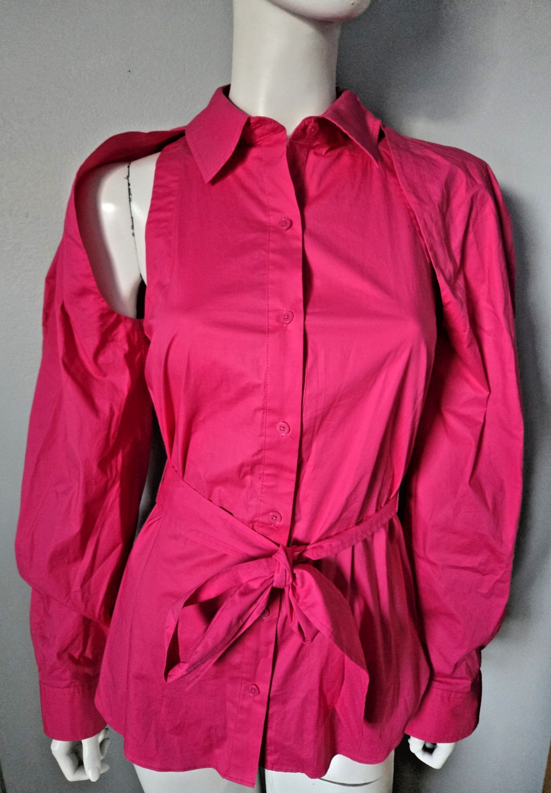 NEW Derek Lam 10 Crosby Sz 2 Casper Bolero Sleeve Button Down Magenta Blouse 2-1
