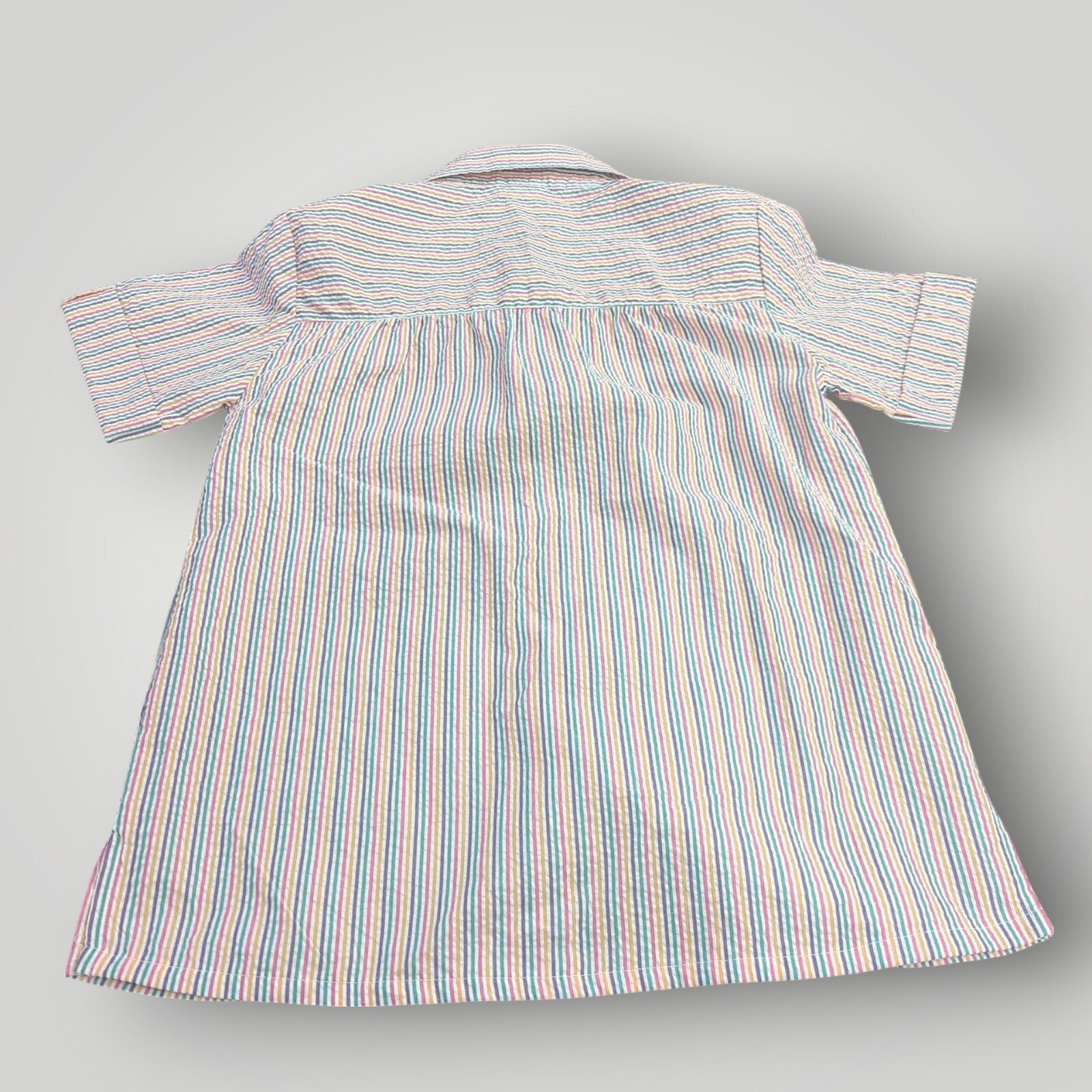 🌺 VTG Boca Bay Seersucker Vacation Shirt Women’s S Multicolor Striped Button Up
