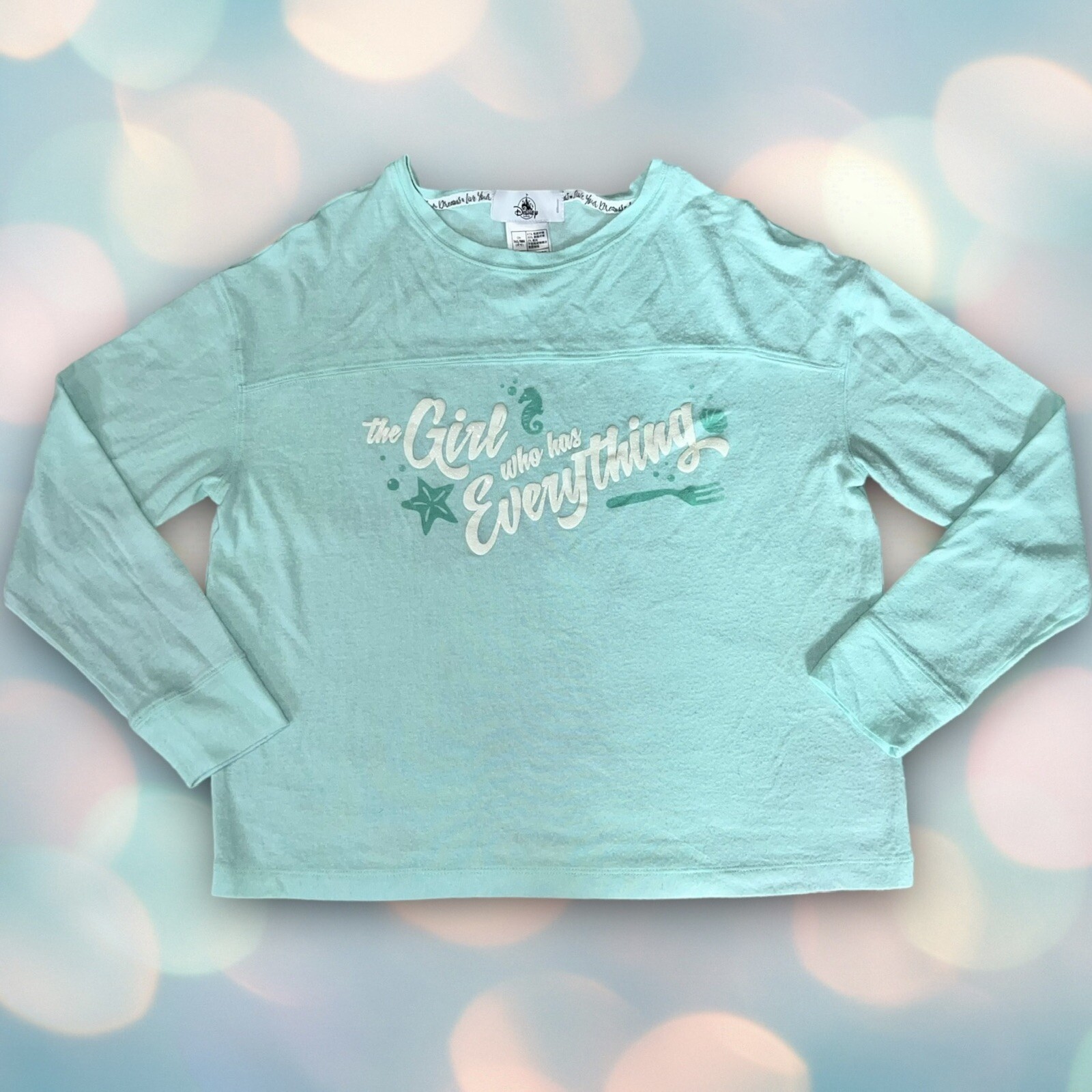 Disney Princess Ariel Little Mermaid Women’s Long Sleeve Tee Shirt Top Size S