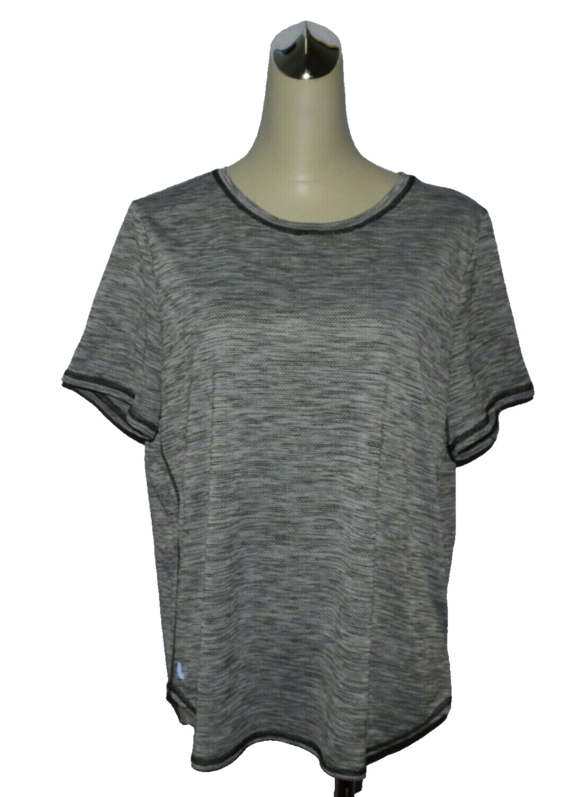 lole SIZE XL X-LARGE LIGHT GRAY STRIPED T TEE SHIRT SPORT YOGA RUNNING EXERCISE