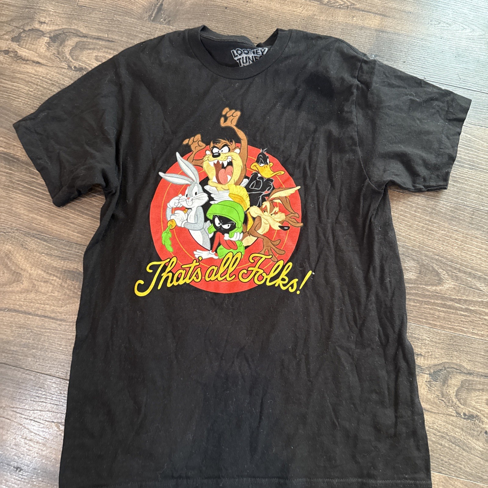 LOONEY TUNES Official “That’s All Folks!” Retro Cartoon T-Shirt Sz M