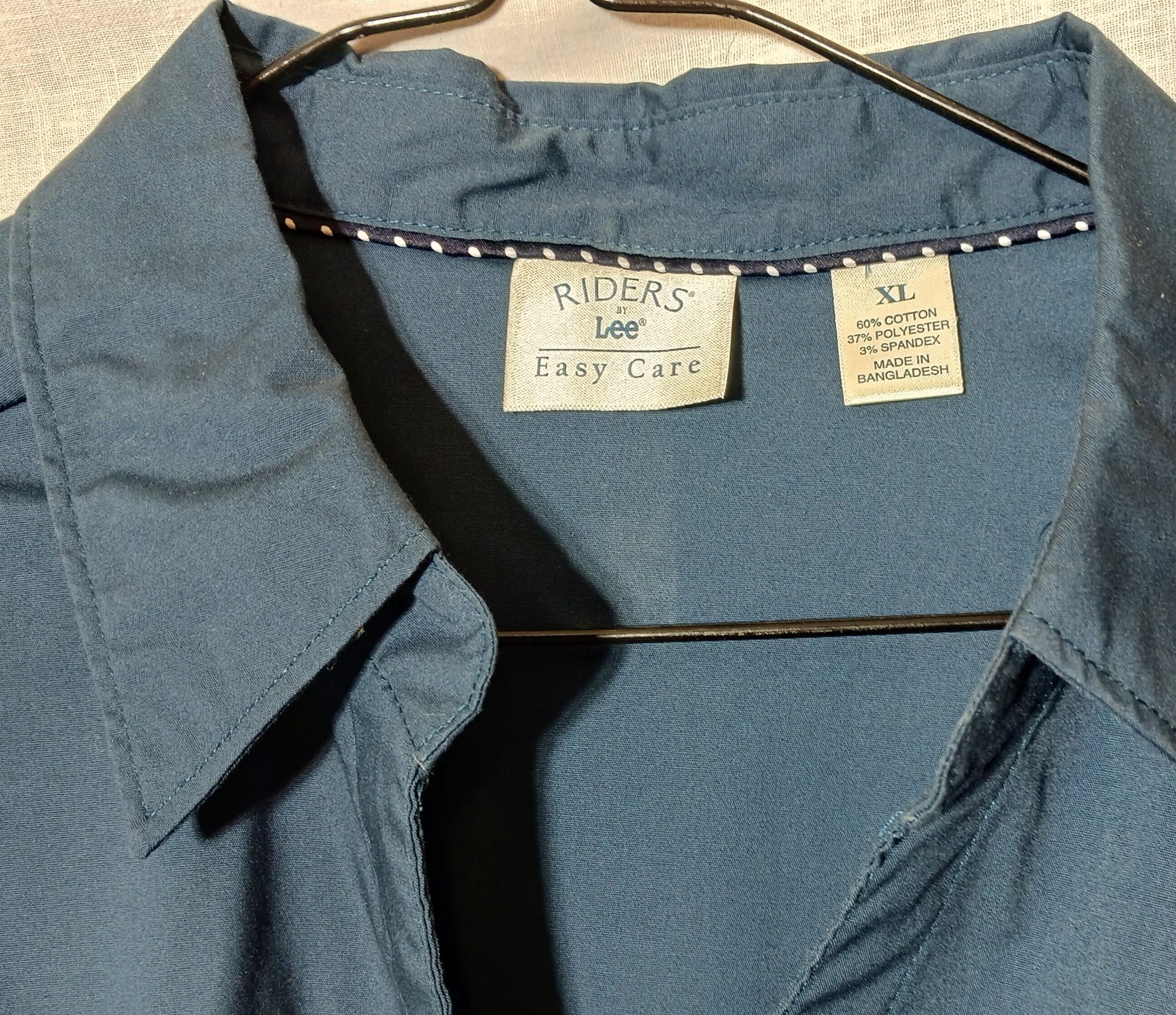 4 Women’s XL 2 Riders by Lee Easy Care 3/4 sleeve button up shirt Navy Blue