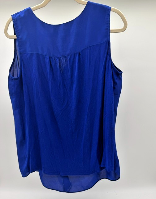 Royal Blue Sleeveless INC Women’s Top w/ Ruffle & Silver Front Zip 0X (XL)