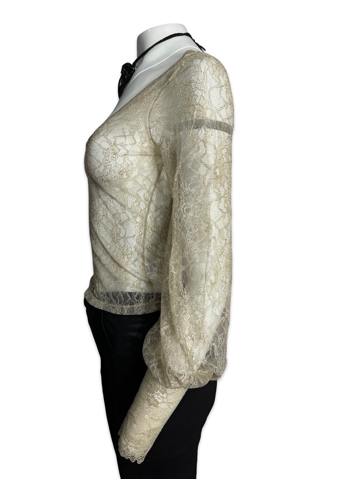 Widow Sheer Goth Witch Gothic Victorian Vampire Cult Beige Blouse Top Shirt