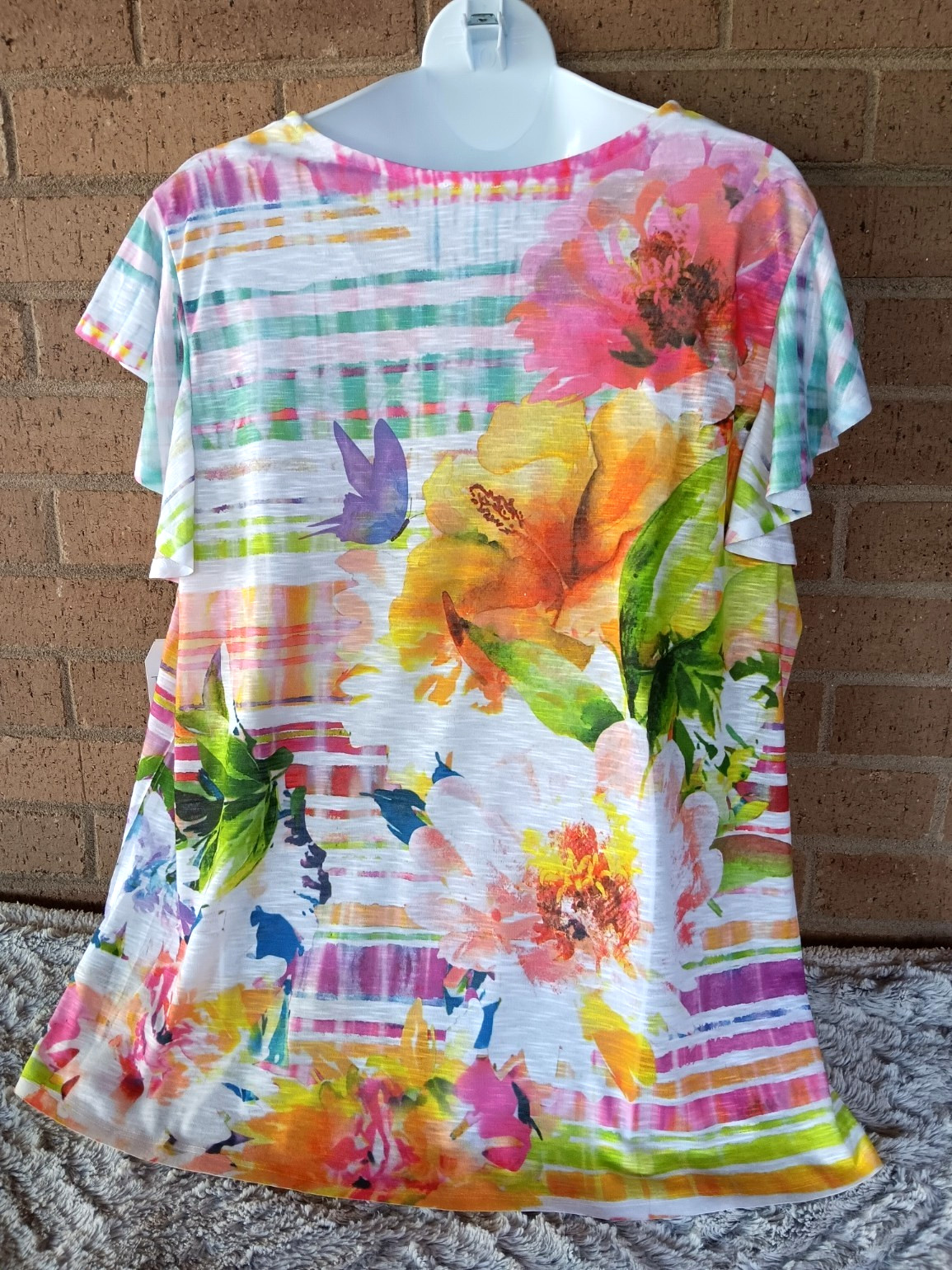 Womens Spring/Summer BLOUSE SHIRT TOP, L, 2X Cool, Lightweight Yellow/Pink