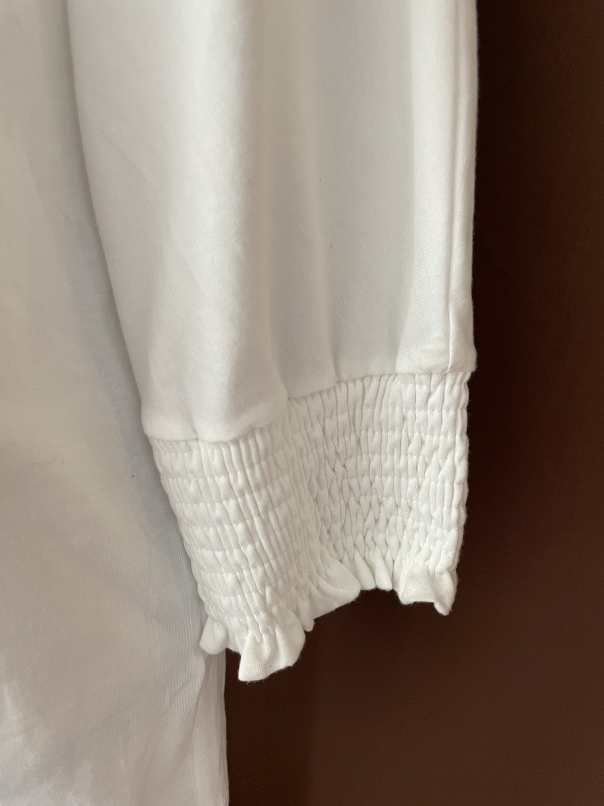 NWT White Batwing Top Relaxed Minimalist 3/4 Sleeves Boho Casual Smocked Cuff XL