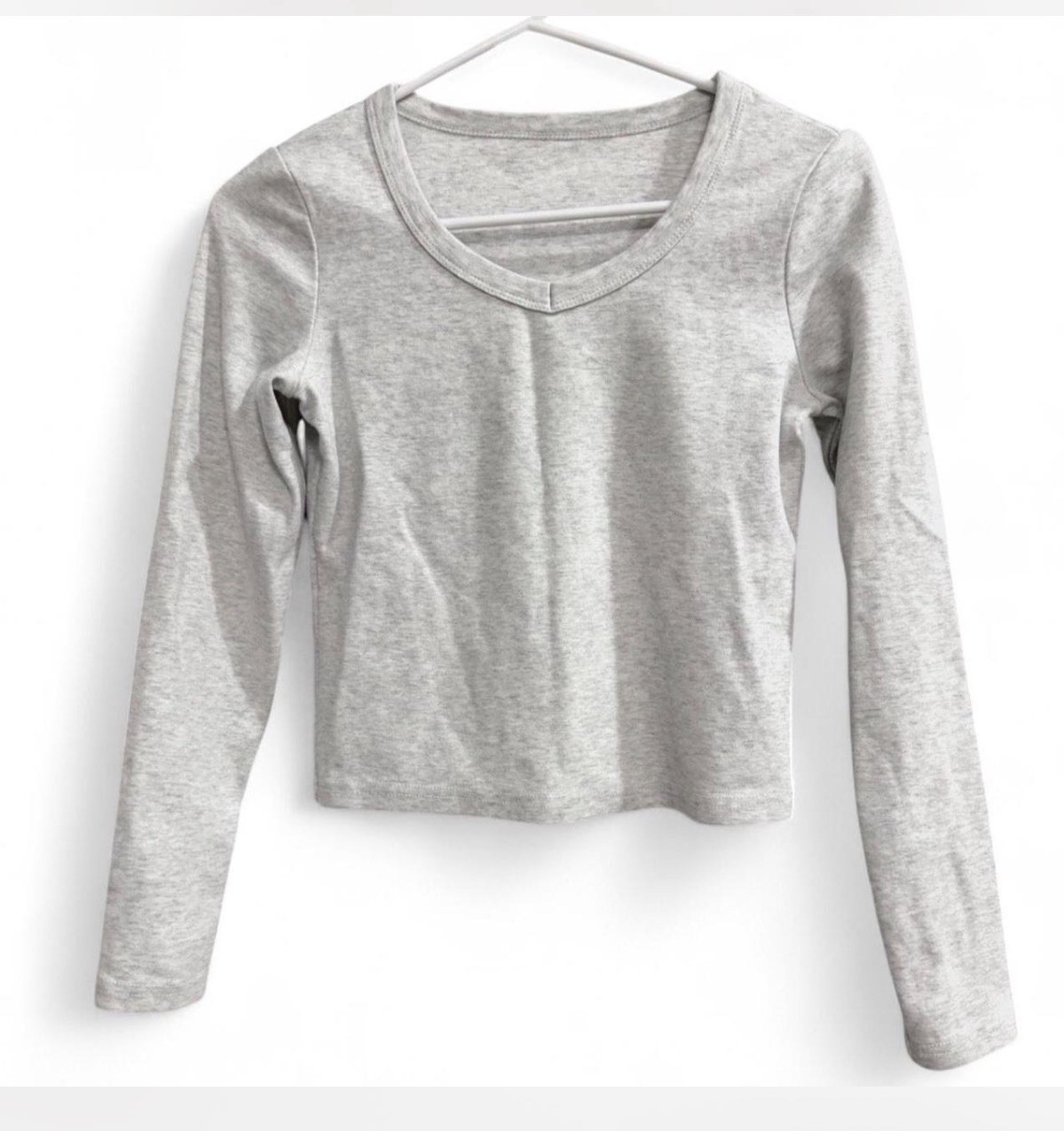Women’s Long Sleeve Shirt Size S Casual Ivory Fitted V Neck Plain Basic Top