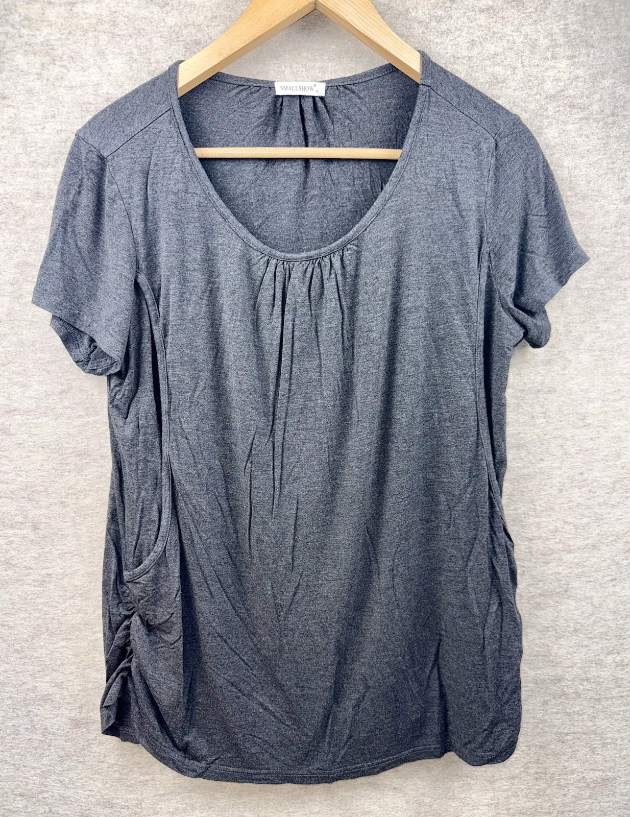 Smallshow Women’s Maternity Shirt XL Open Sides Heather Gray
