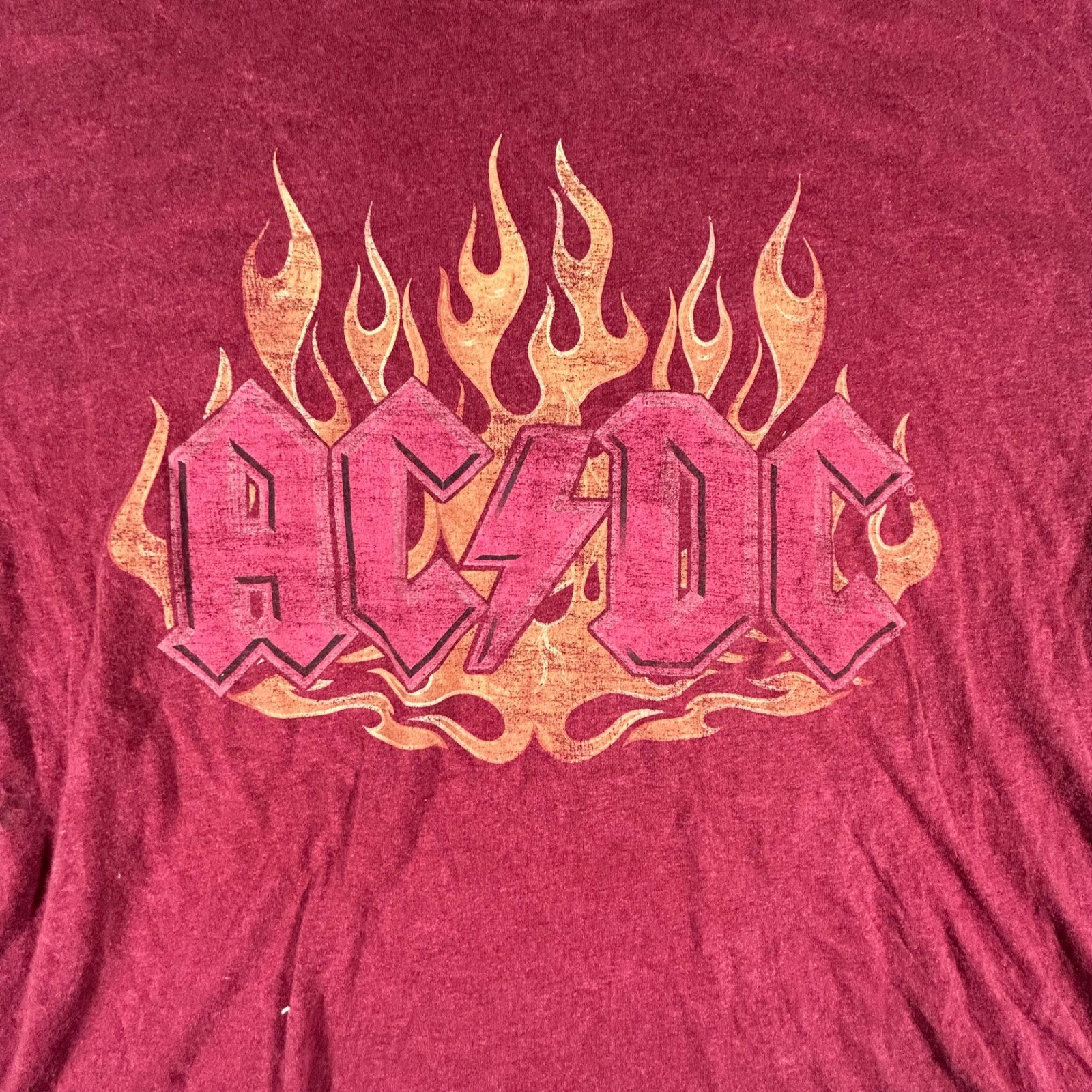 Time and Tru T-Shirt Womens Size XXXL Burgundy AC/DC Flame Graphic Rock Band Tee
