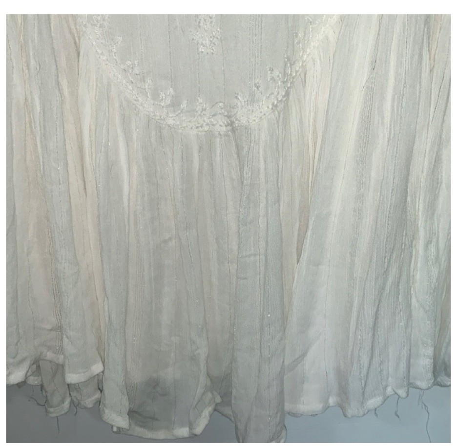 RACHEL ZOE White Boho Chic Hippie Embroidered Airy Smock Top Flower Child NWT S
