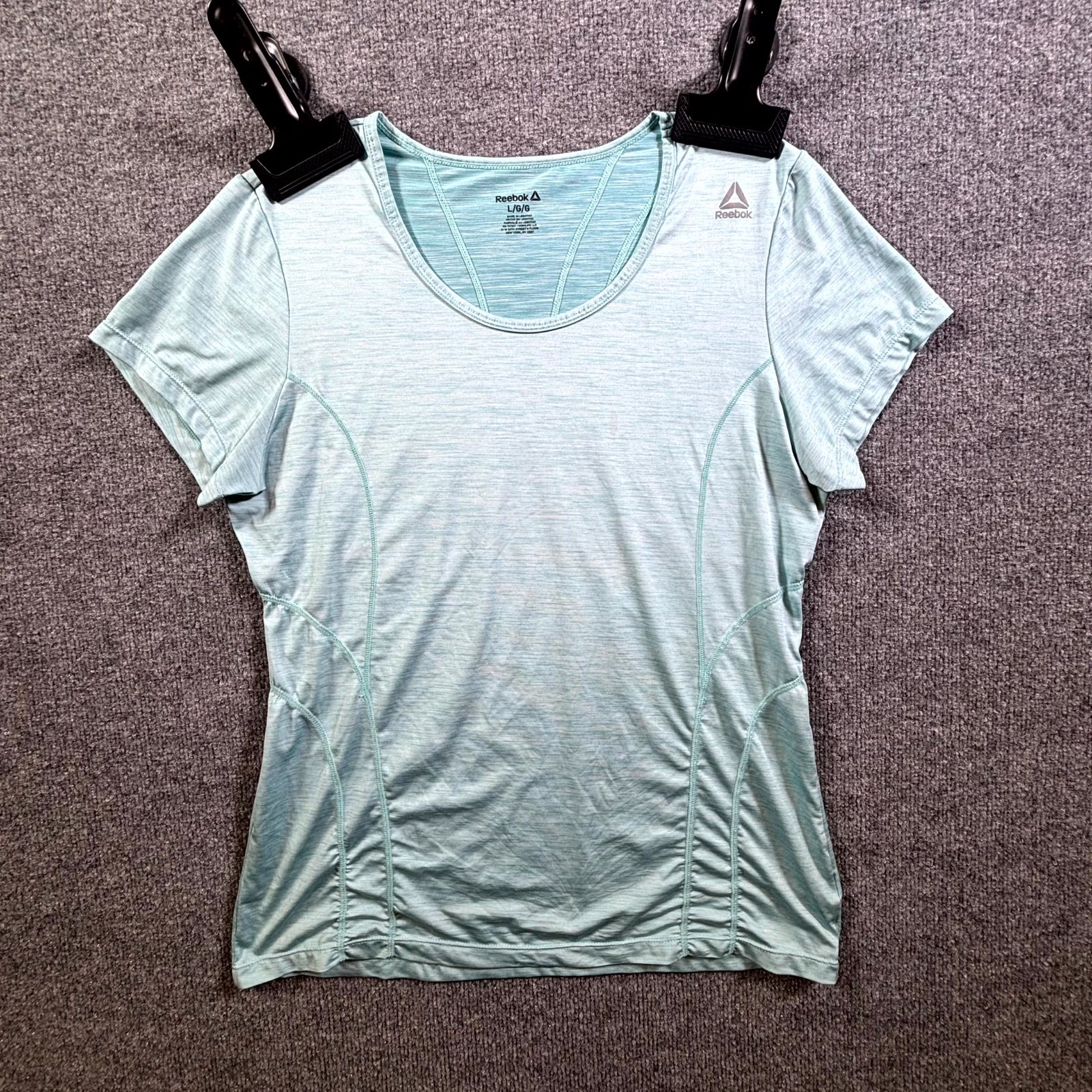 Reebok T-Shirt Women’s L Blue Polyester Casual Outdoor Summer Travel Stretch