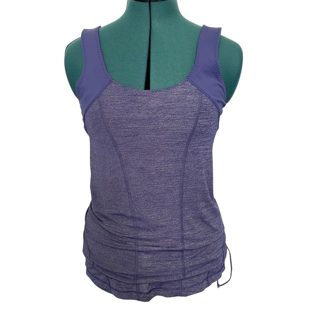 Lululemon Tank Top Womens Size 6 Purple Scoop Neck Built In Bra Drawstring Gym