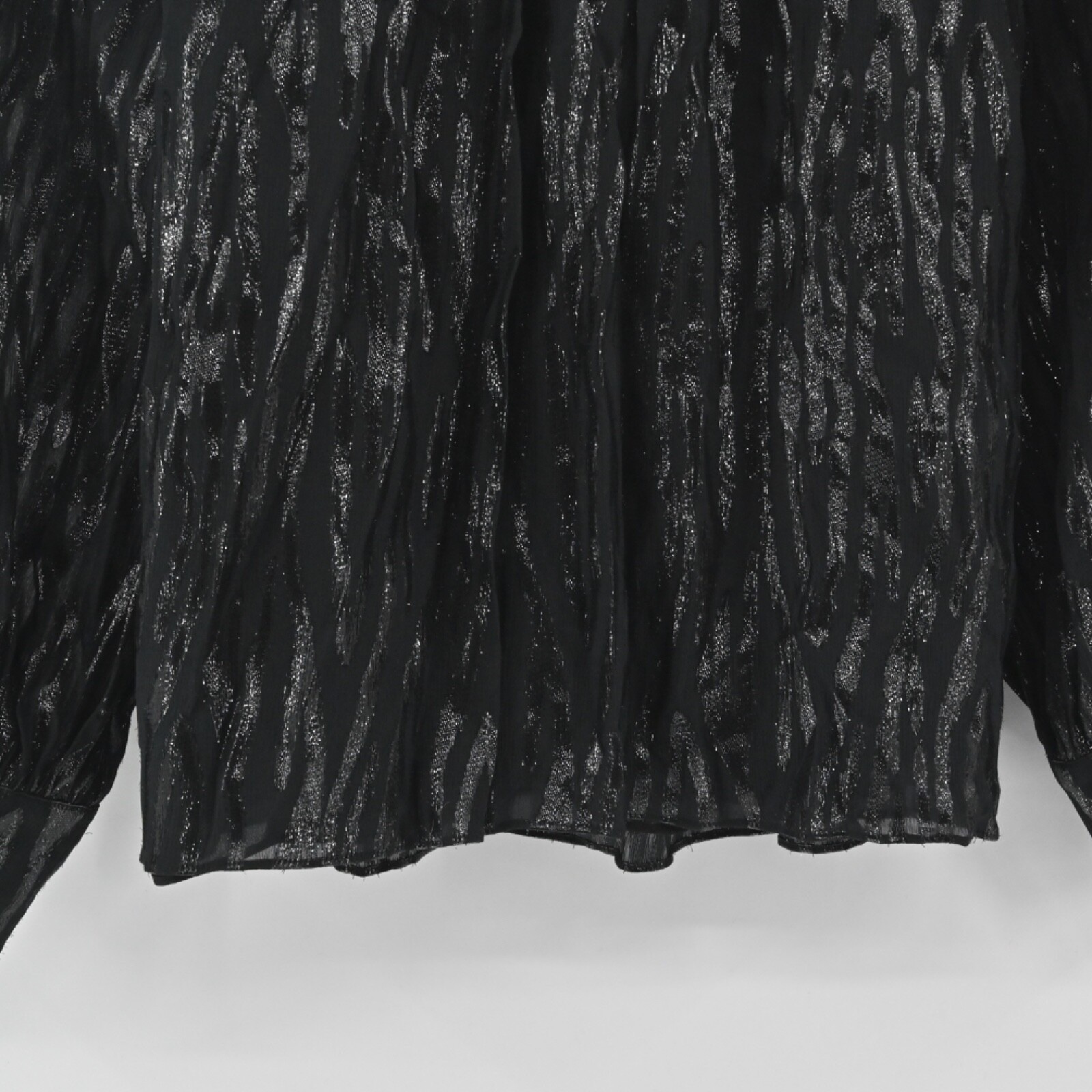 Rebecca Taylor Silk Metallic Top Womens Size 4 Black Safari Ruffle Vamp Glam