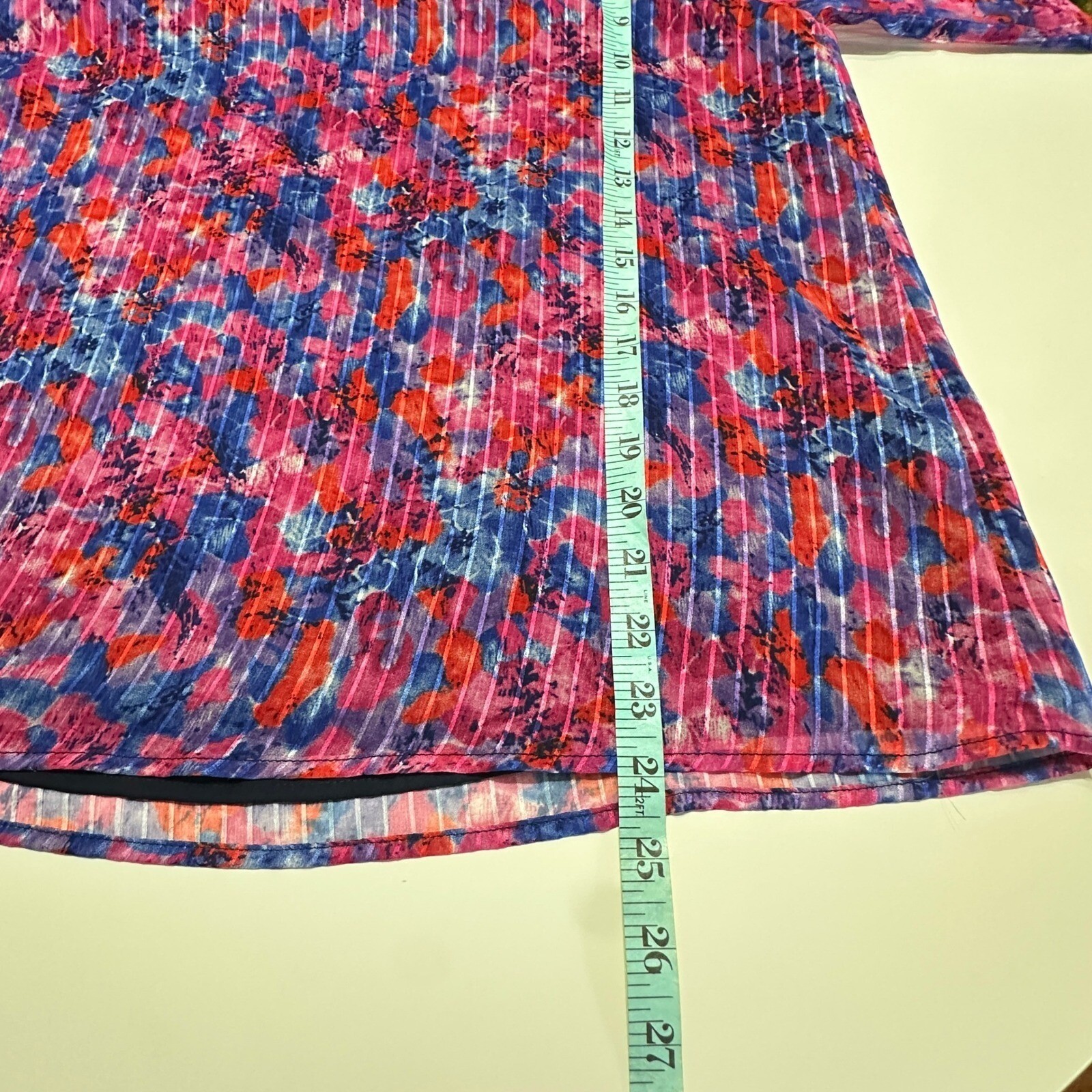 Skies Are Blue Floral Balloon Sleeve Blouse Women M Pink Ruffle Airy Flowy Sheer