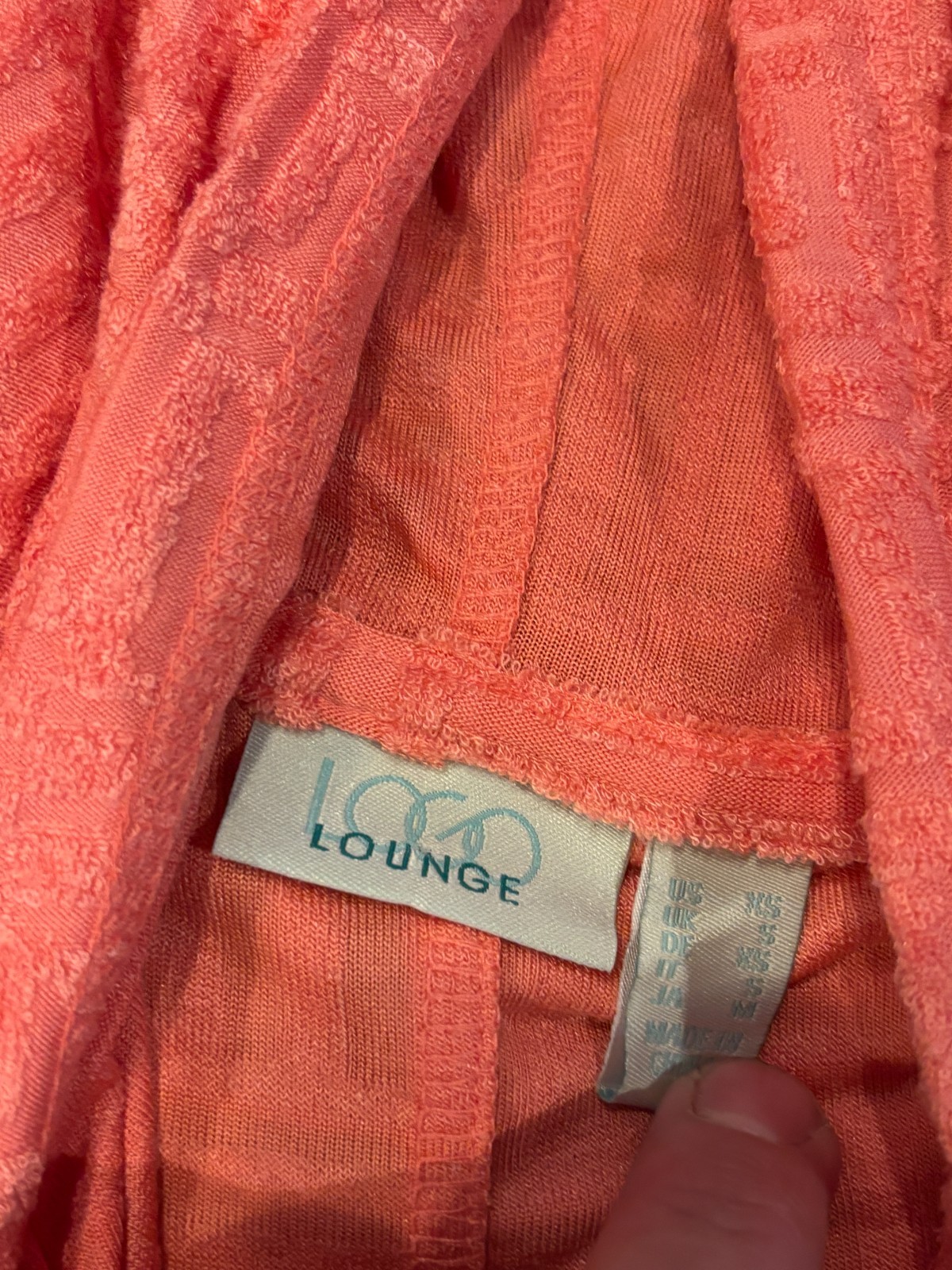 NWT LOGO Lounge By Lori Goldstein Waffle Knit Long Sleeve Hoodie Womens XS Coral