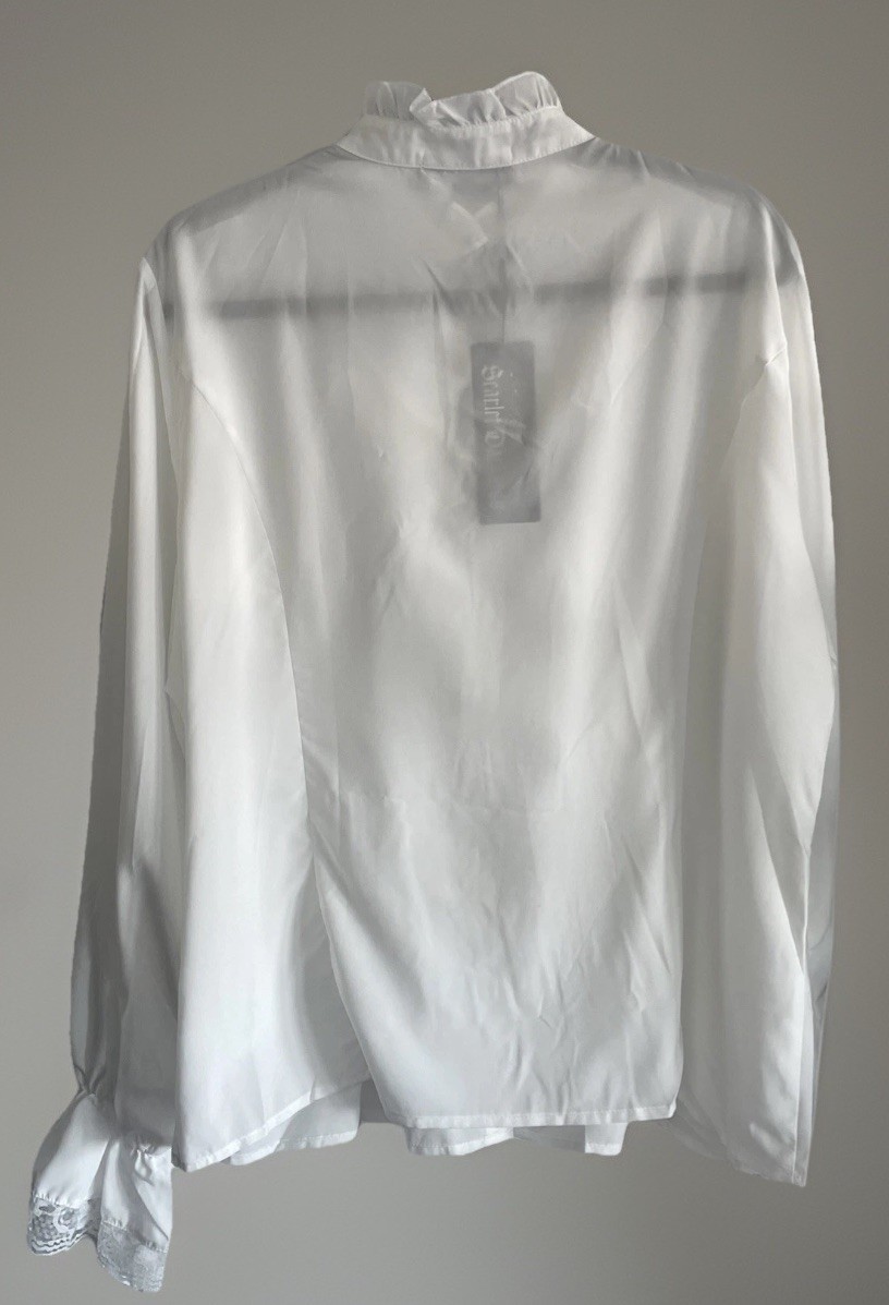 Scarlet Darkness Victorian Femme Ruffle Blouse with Stand Collar Sz 2XL White