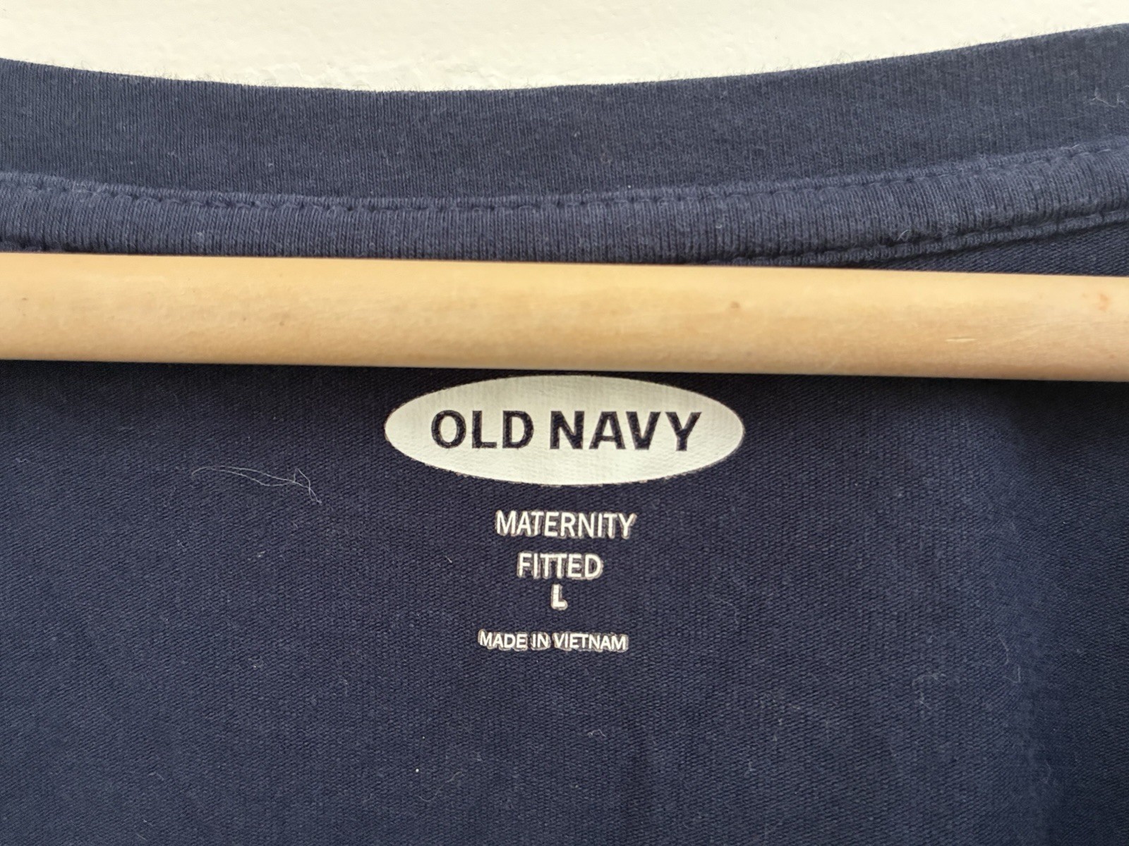 Old Navy Maternity Fitted Women’s Solid Navy Cotton V-Neck Short Sleeve Shirt L