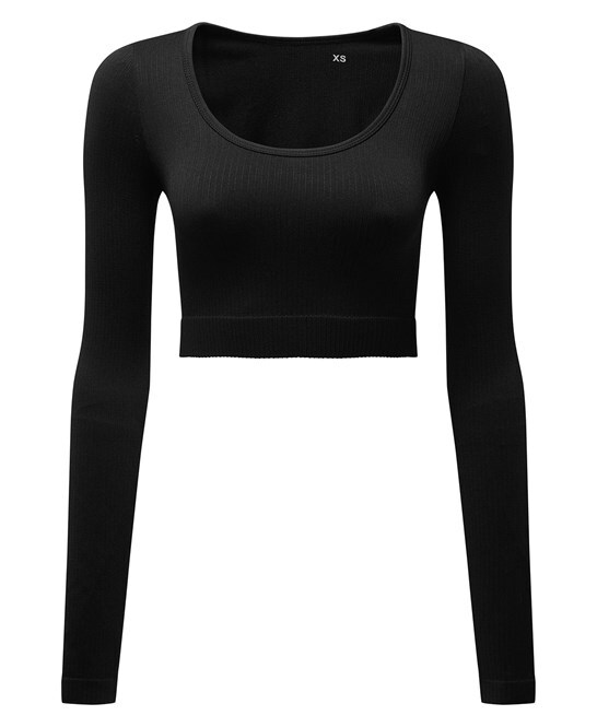 Personalised Custom Women TriDri ribbed seamless 3D Fit Crop Top Exercise TR224