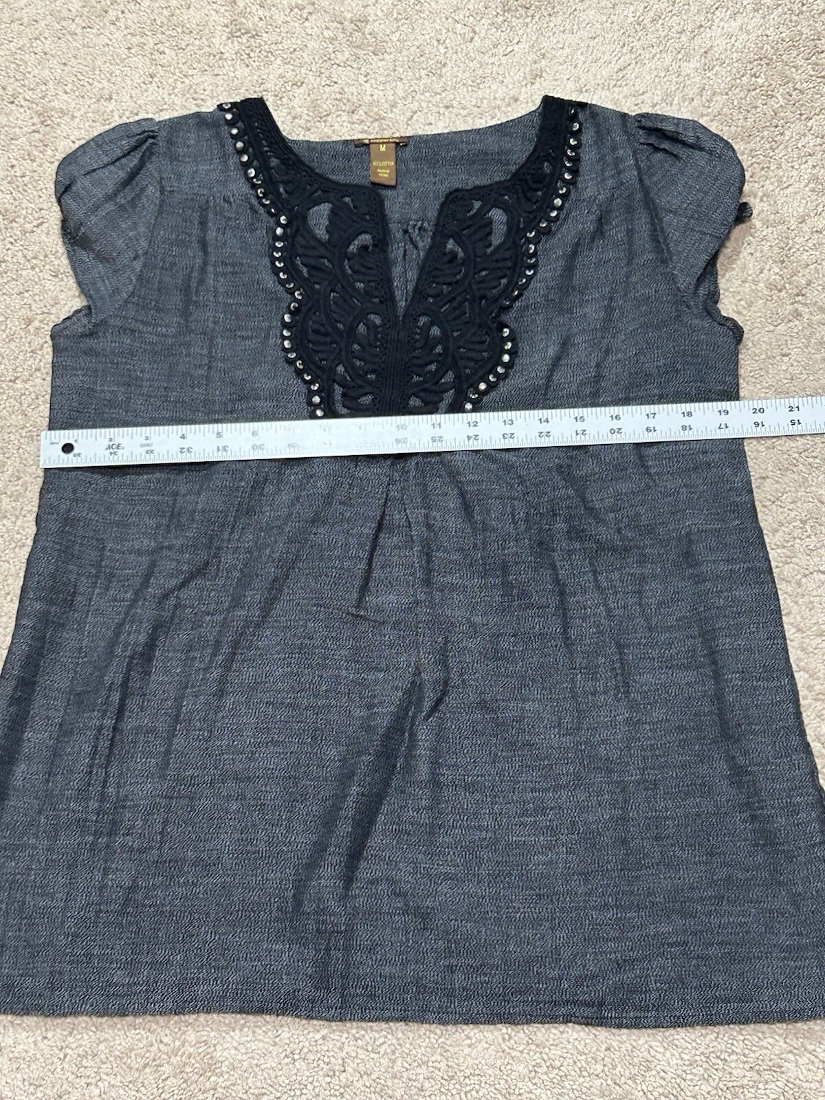 Cooper Key Womens Shirt Size Medium Multicolor Embellished Classic Dressy