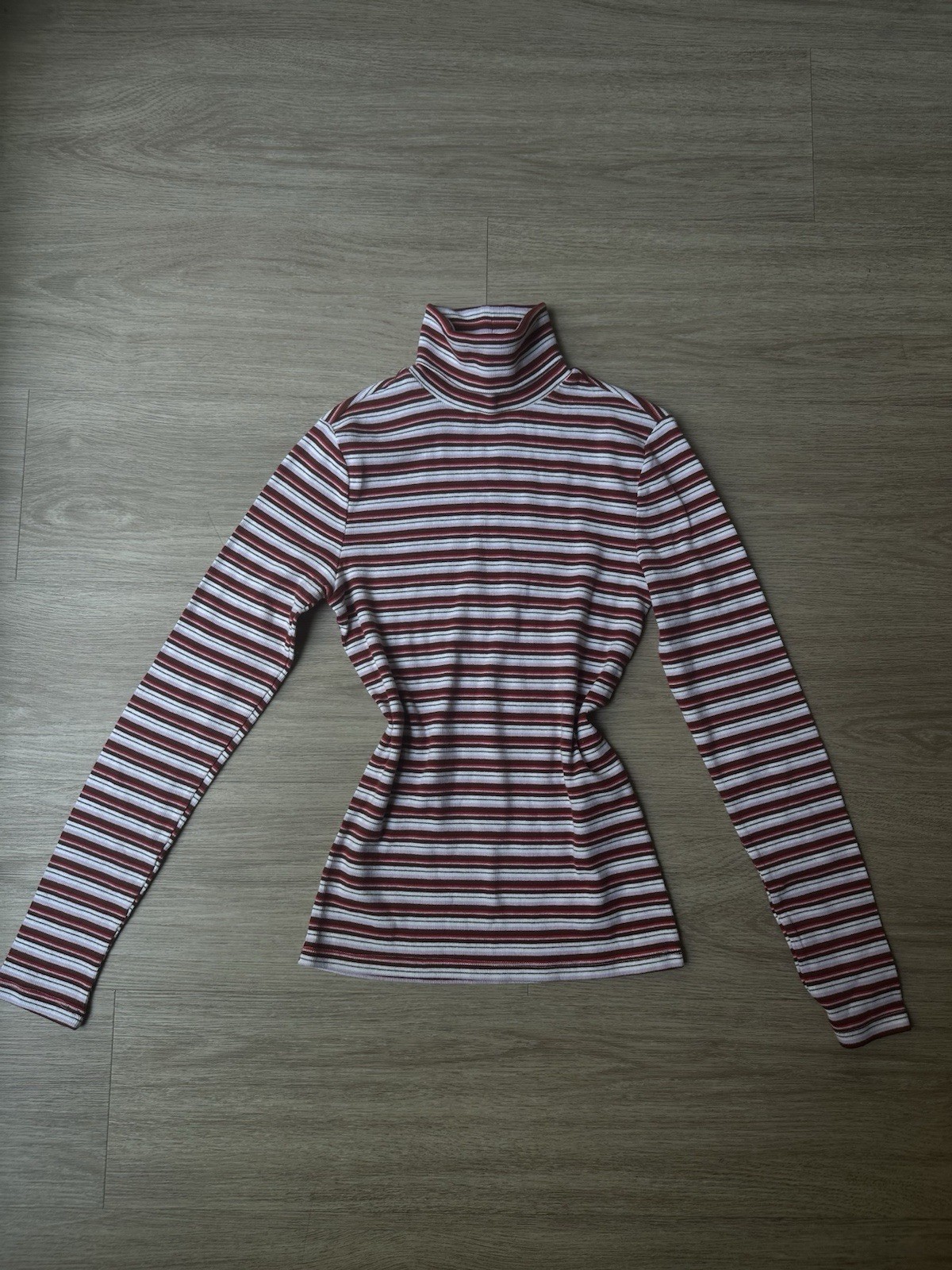 Levi’s Striped Turtleneck Knit Cotton Long Sleeve Top Women Regular S