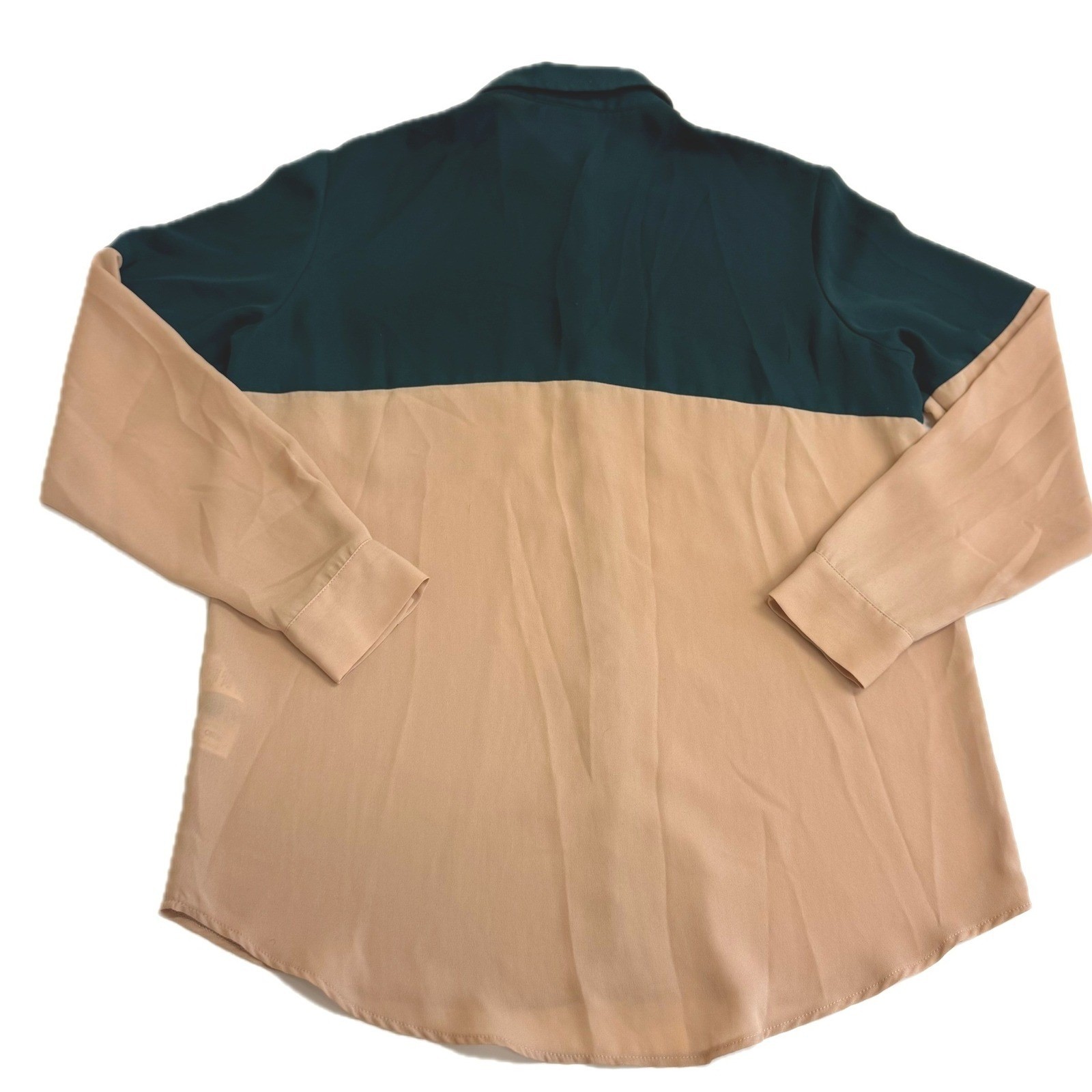 ASOS DESIGN Shirt Womens Size 6 Green Tan Colorblock Button Up Work Office Chic