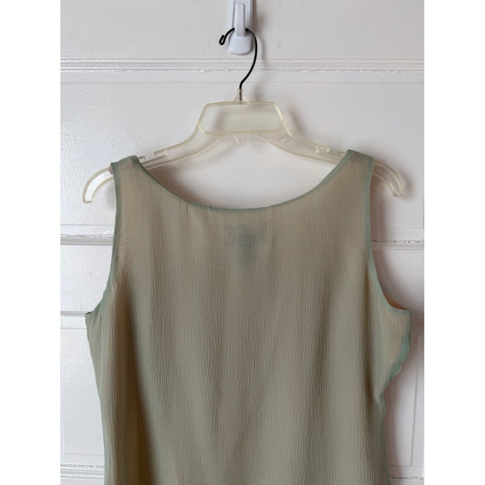 New York City Design co. Silk Sage Green Bead Embellished Y2K V-Neck Camisole Lg