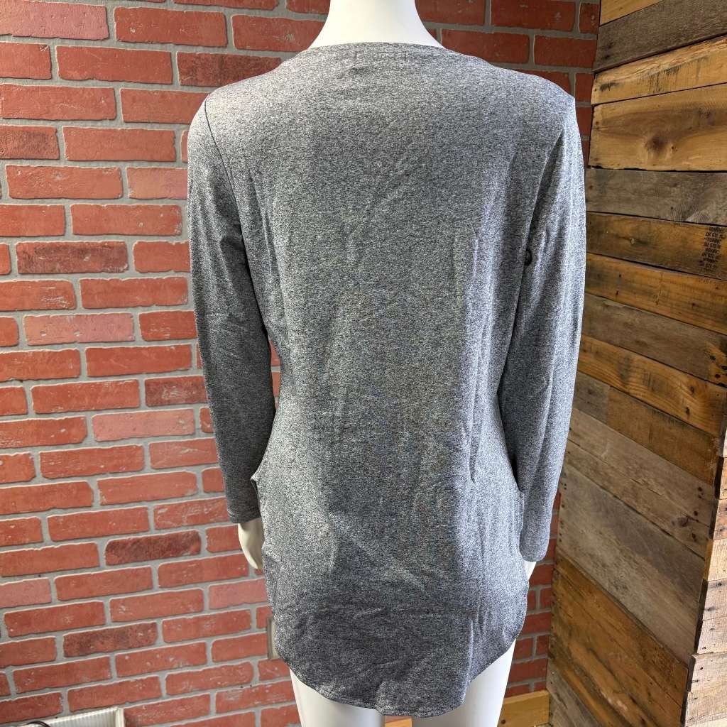 Blooming Jelly Long Sleeve Plain Tunic Tops Shirt (Size: S) Gray