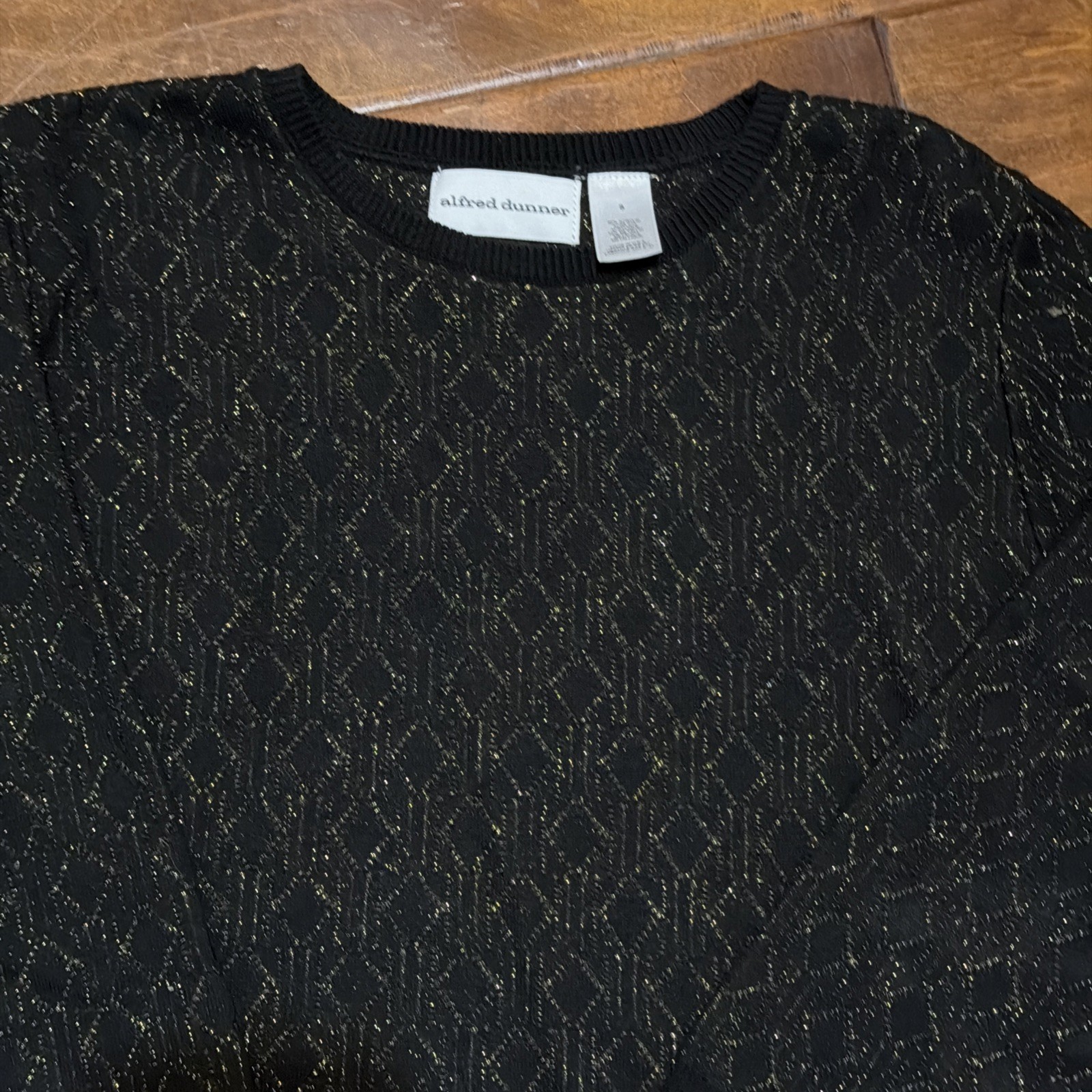 Alfred Dinner Wm’s Sparkly Black,Argyle/Diamond Sweater Glitzy Heritage Sz SNWT