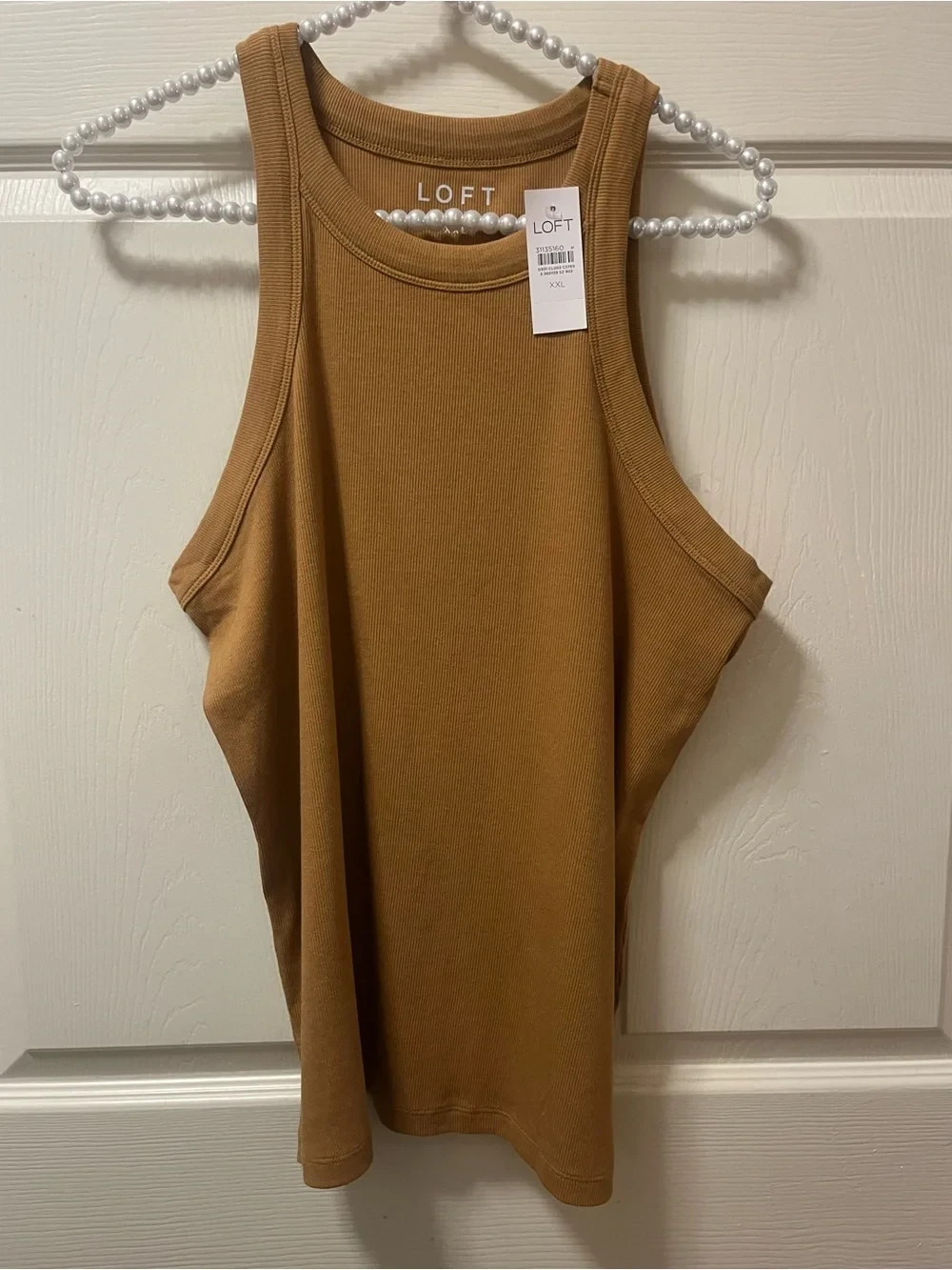 LOFT Women’s Size XXL Ribbed Tank Top Camel Brown Sleeveless Fall Layering NWT